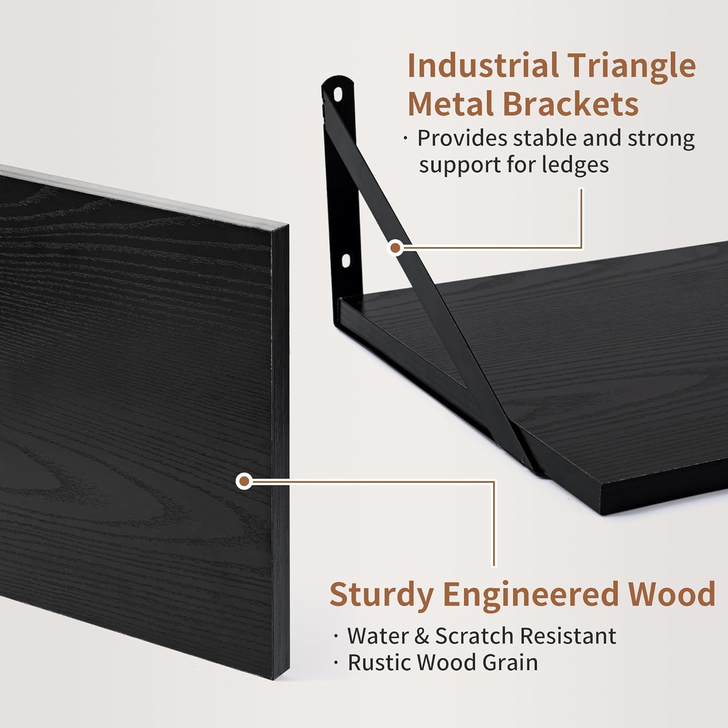 Axeman 16W x 12D Black Floating Shelves Set of 2