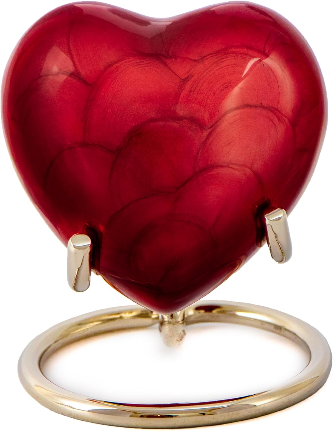 Royal Rapture Heart Urn for Ashes with Stand Red Brass 3 Inch