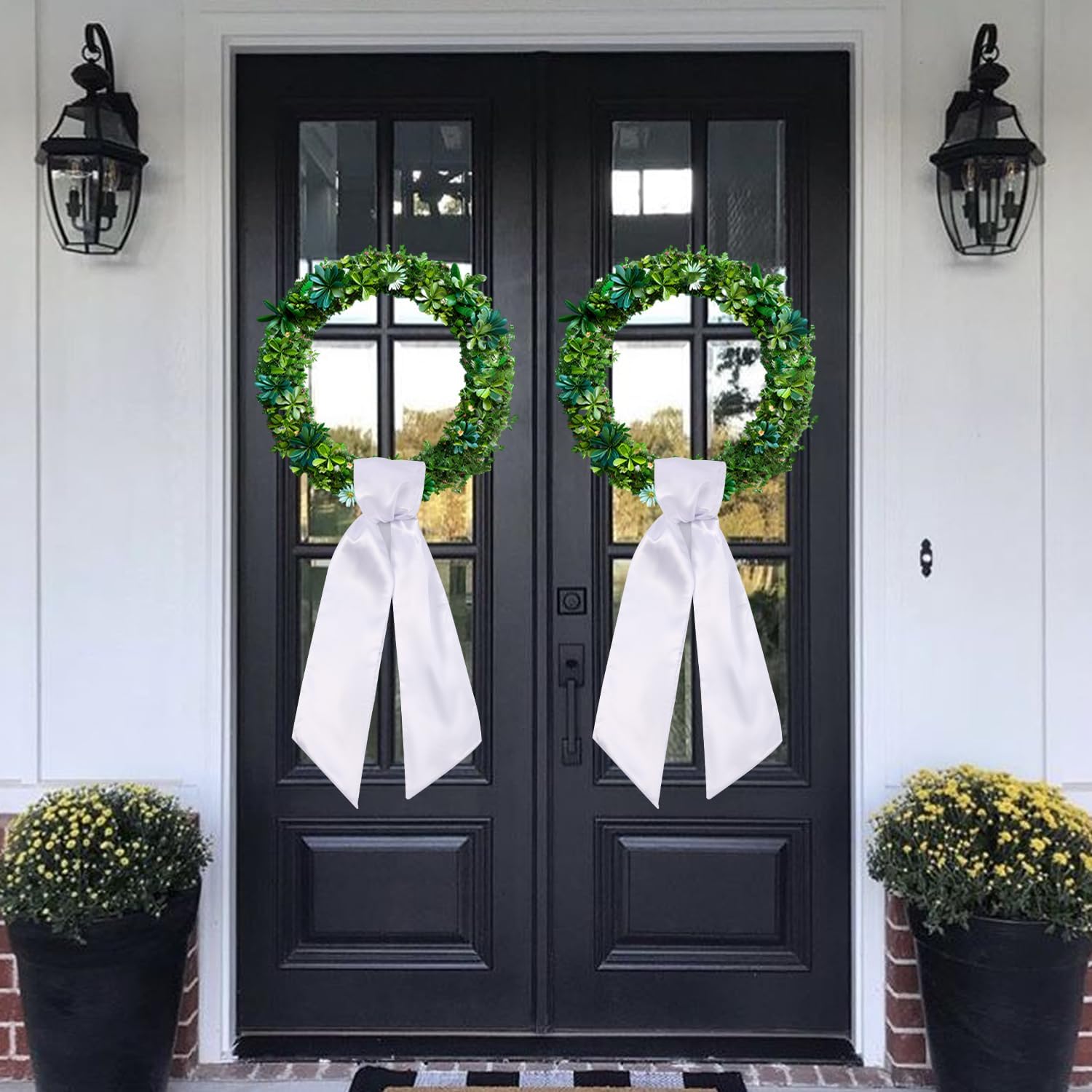 2 Pack Blank White Wreath Sash for Front Door