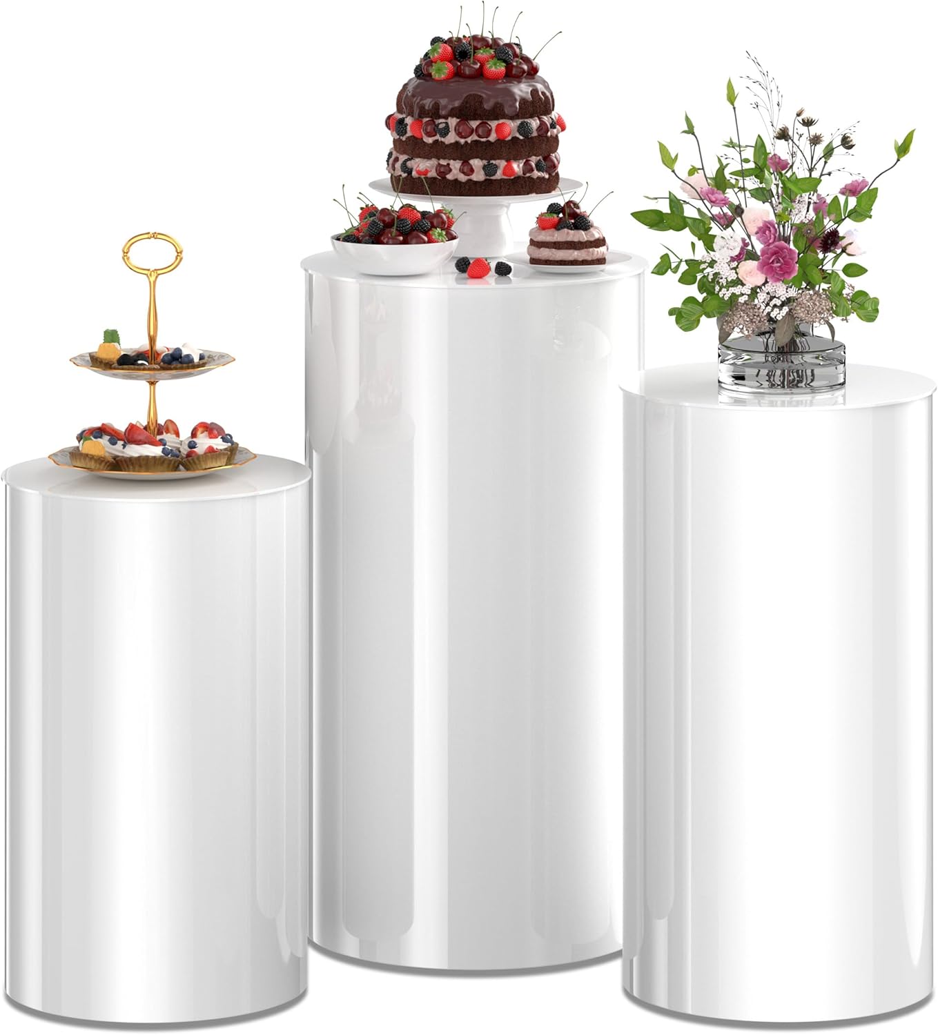 Toosci 3 Piece Cylinder Pedestal Stand for Party Decor