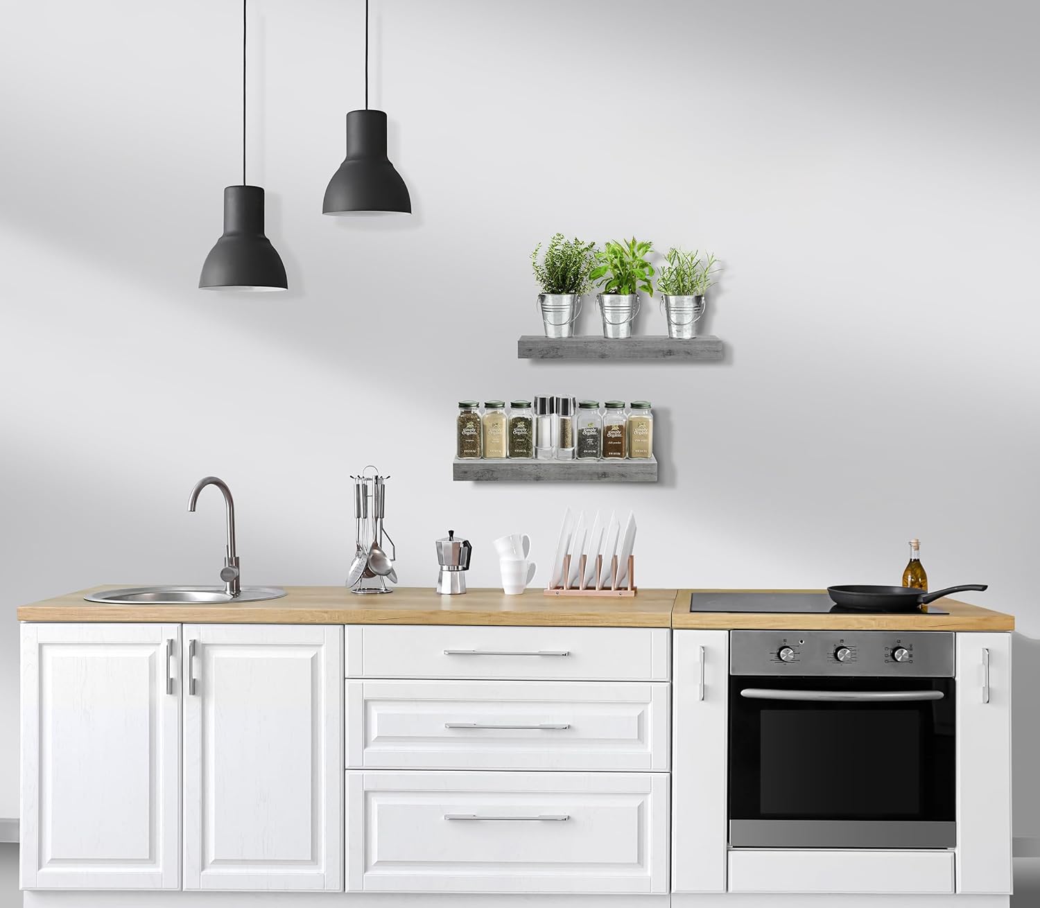 Sorbus Floating Shelves Wall Mounted Gray 2 Pack