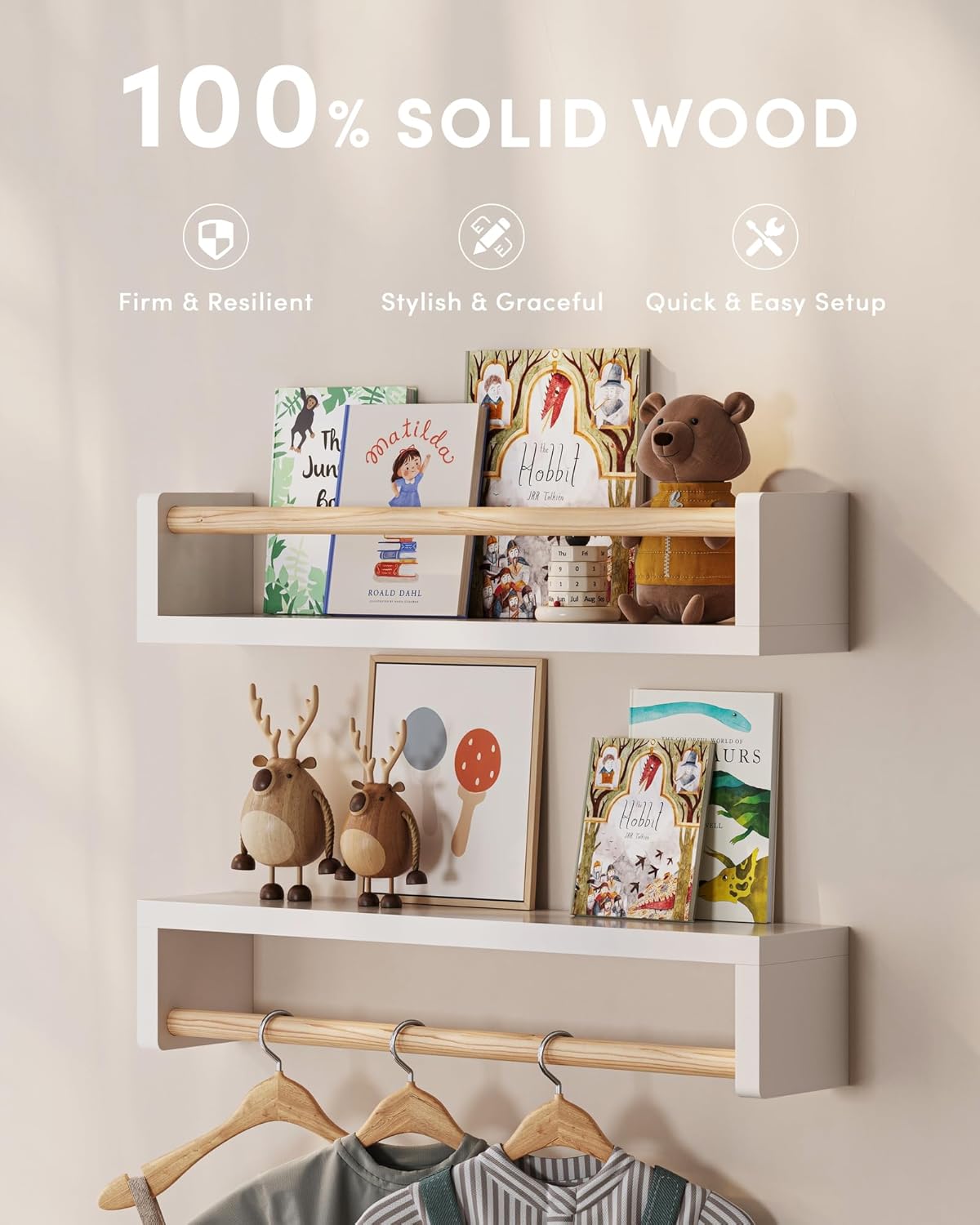 GW Gruwald 3-Piece Wall Bookshelf for Kids Rooms