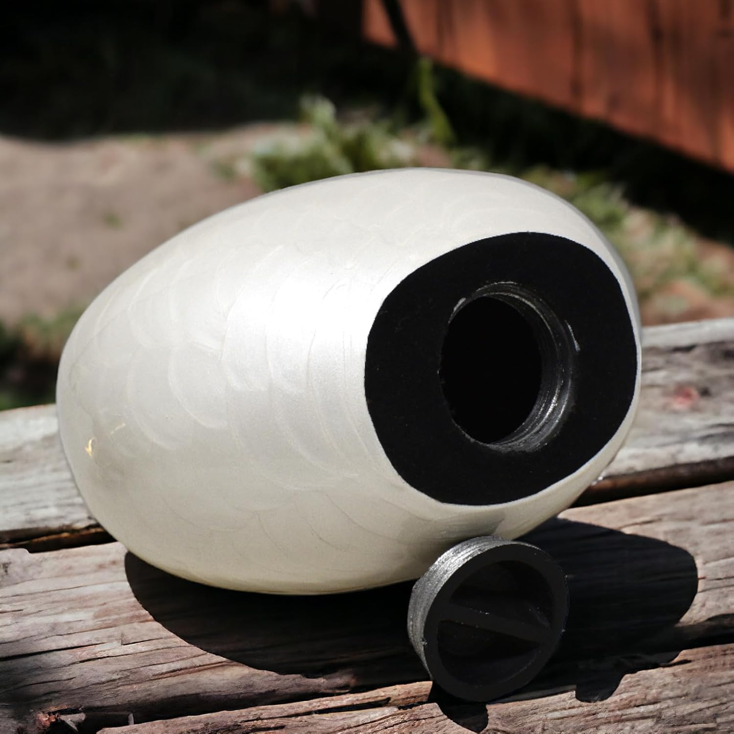 Pearl White Teardrop Cremation Urn with Heart Design