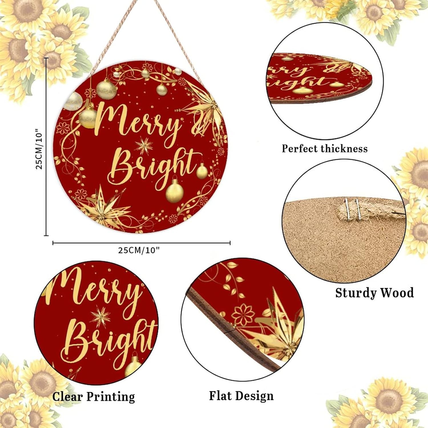 Farmhouse Door Hanger Christmas Gold Wreath Decoration