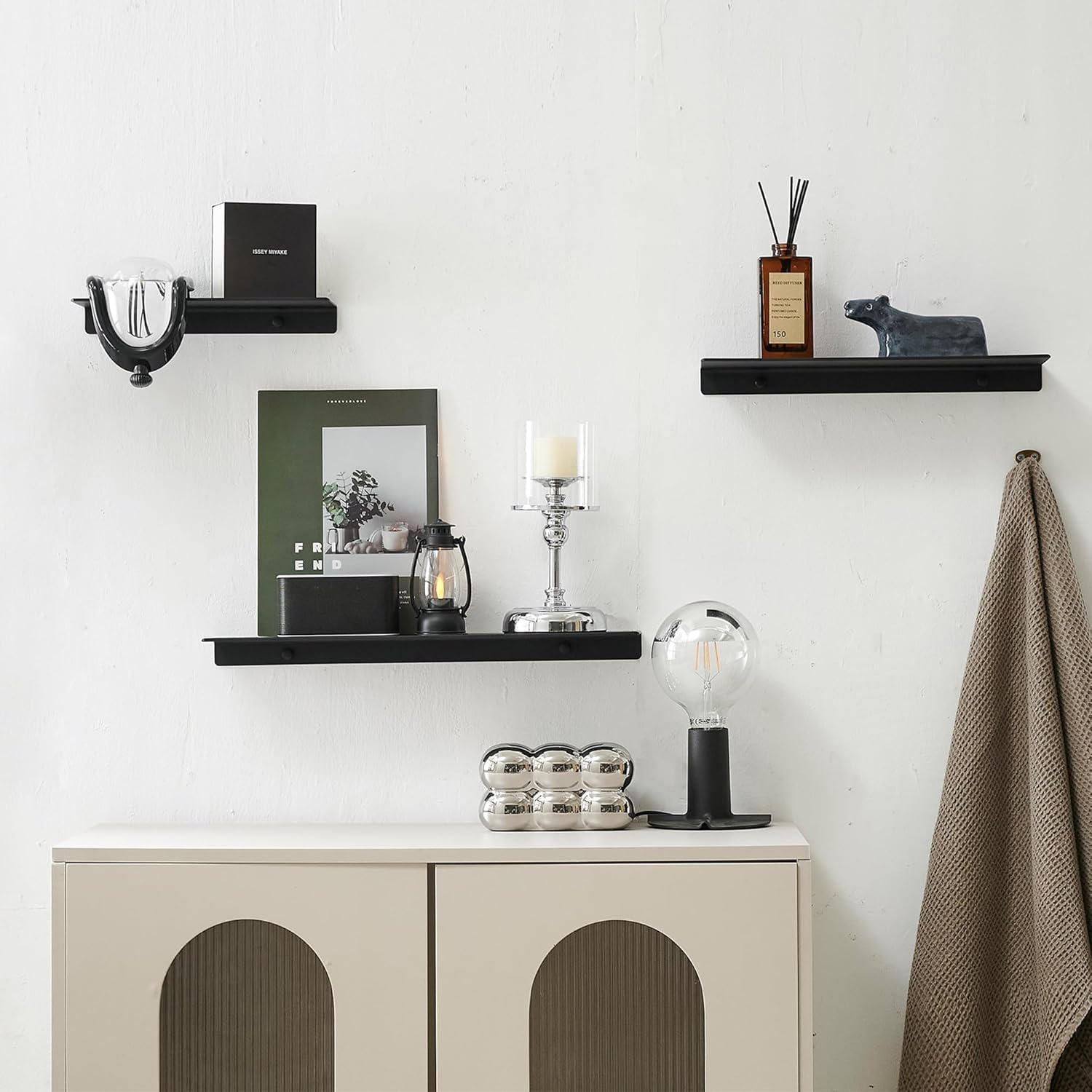 JOOM Metal Floating Shelf 12 Black for Wall Storage