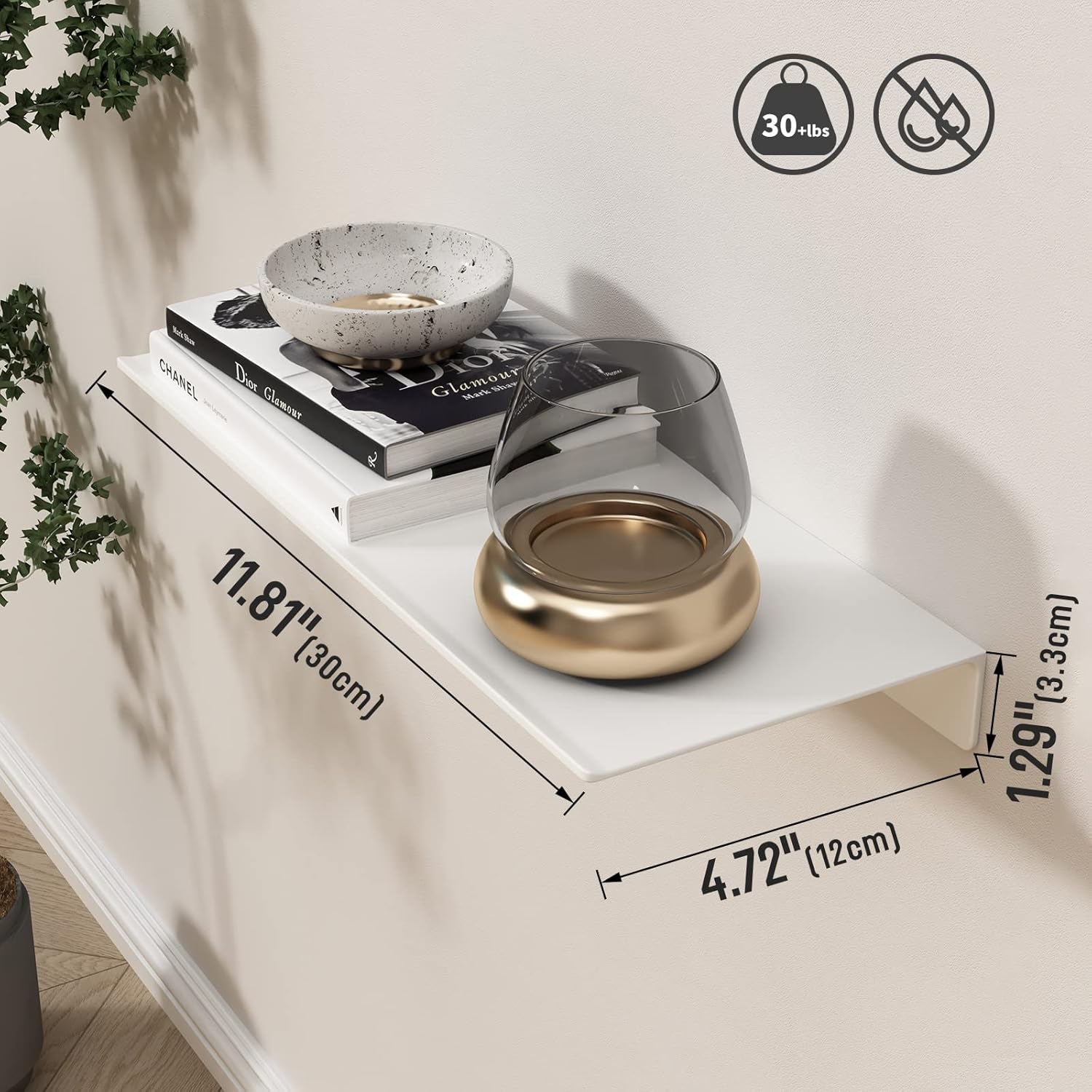 Danpoo White Floating Shelf for Wall Storage