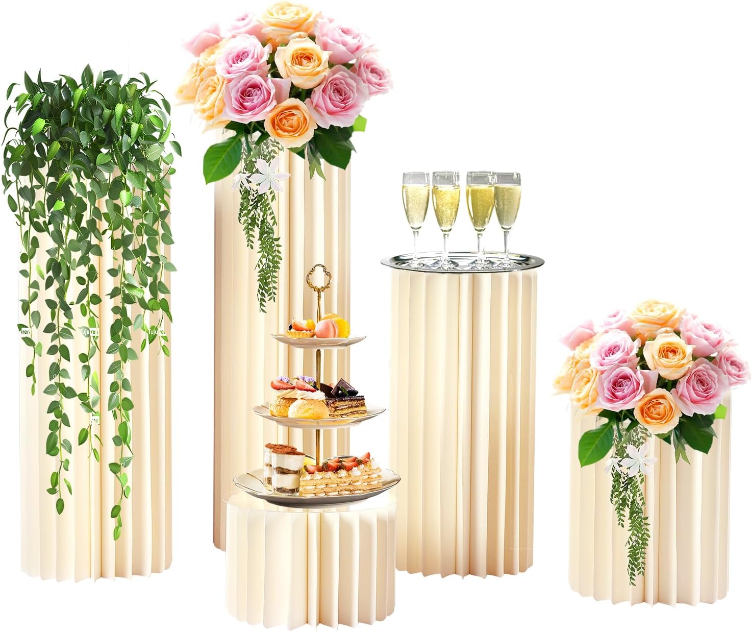 Foldable Paper Columns Display Pedestals 5pcs Wedding Centerpieces