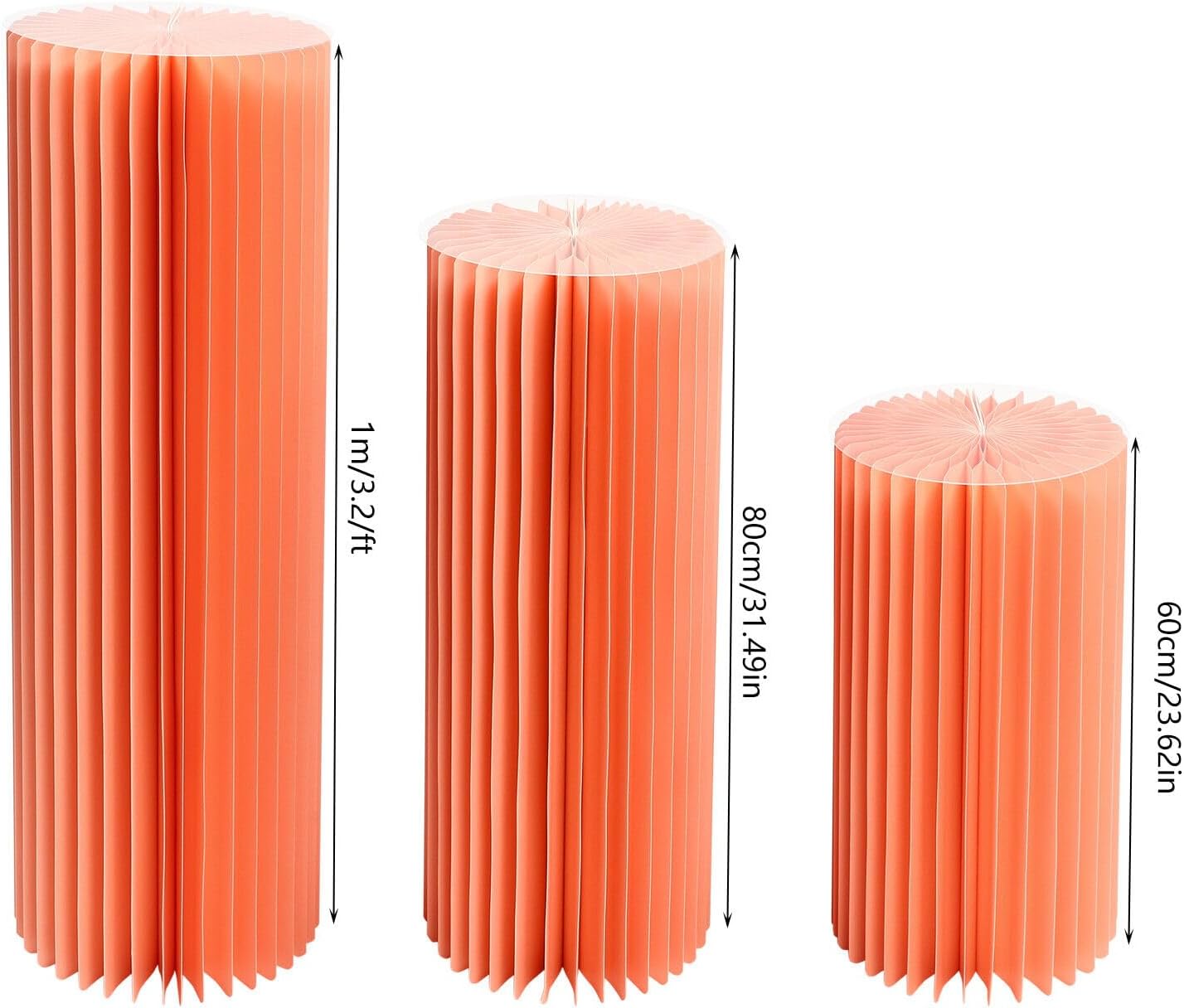 3 Pcs Foldable Paper Columns Display Pedestal Stand with PVC Boards