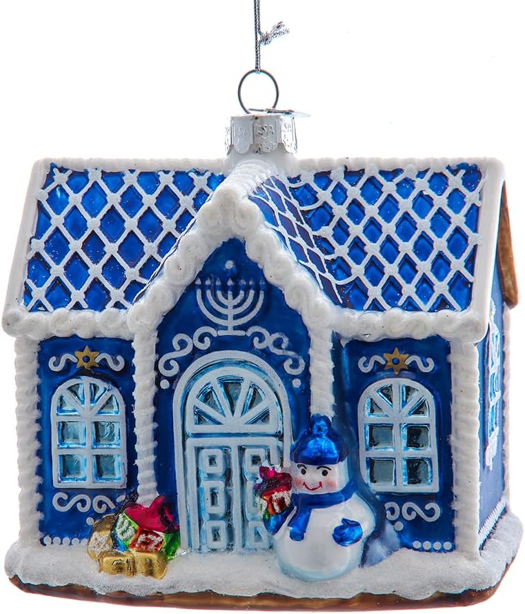 Kurt Adler 45 Inch Glass Hanukkah House Ornament