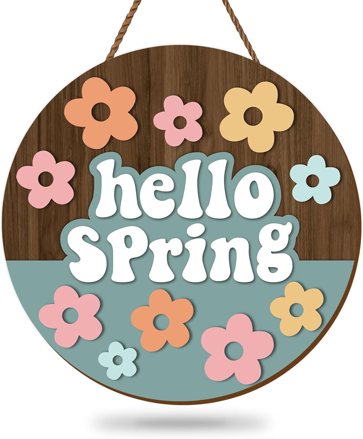 Whaline Hello Spring Wooden Door Hanger Sign