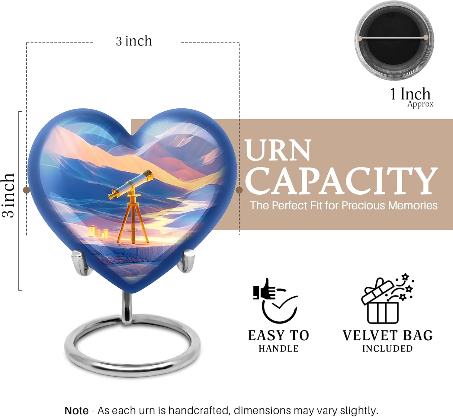Decorative 3 Inch Urn Set for Cremation Ashes