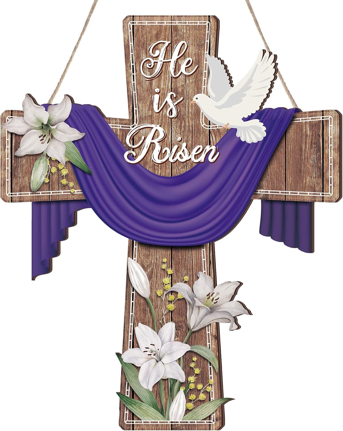 BBTO Easter Door Sign He Is Risen Hanging Decor