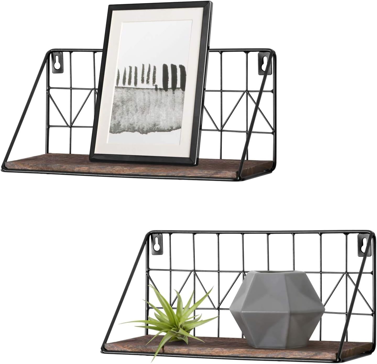 Mkono Floating Shelves Set of 2 Rustic Wood Display Storage Shelf