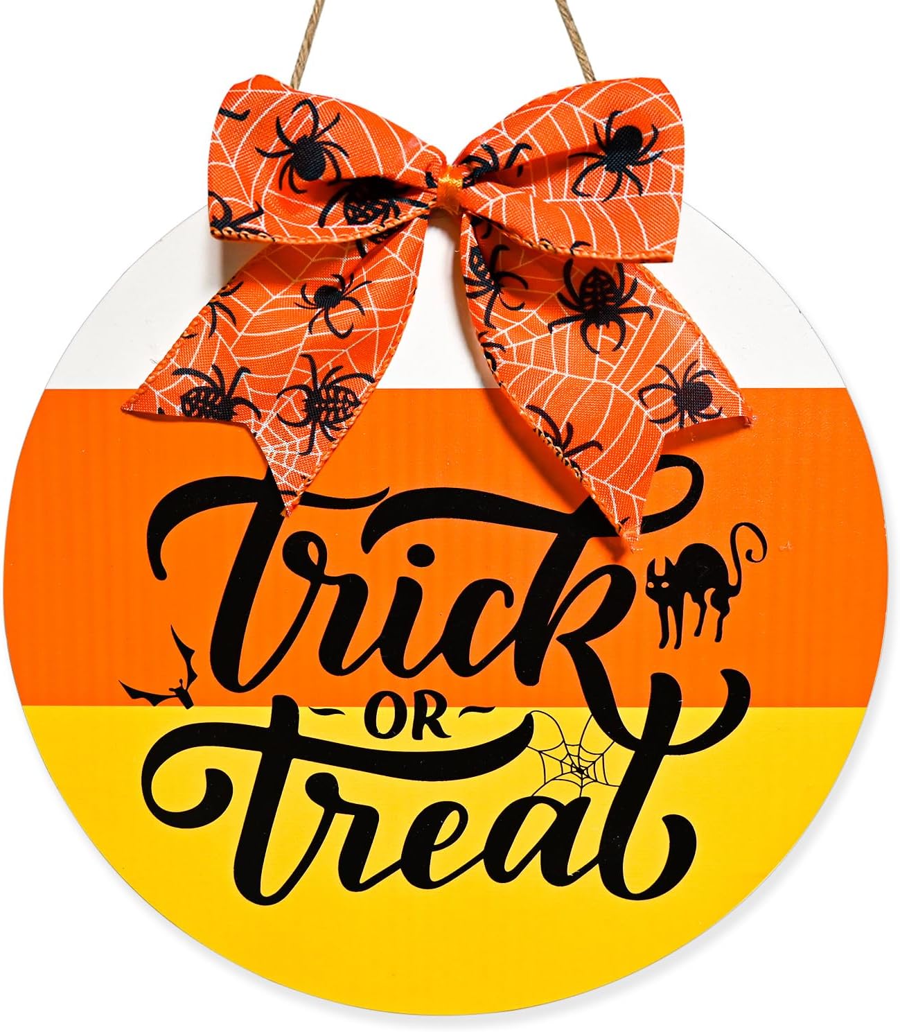 Trick or Treat Halloween Door Sign with Spider Web Pattern