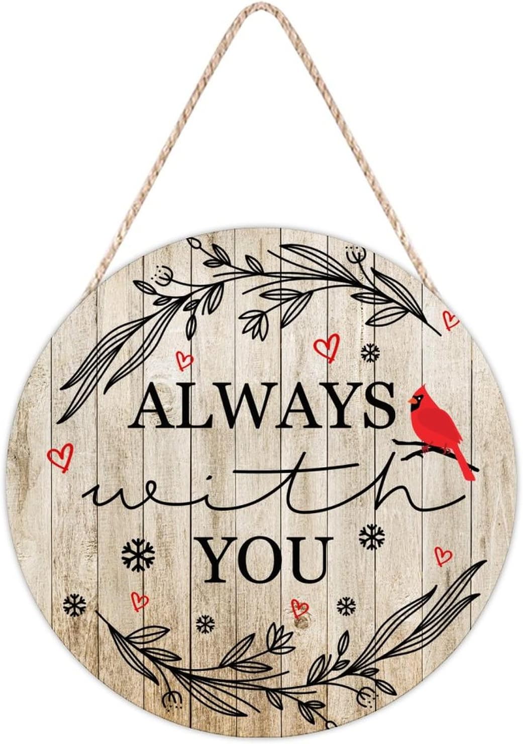 Farmhouse Front Door Hanger with Red Birds Quote 10x10 Wood Sign