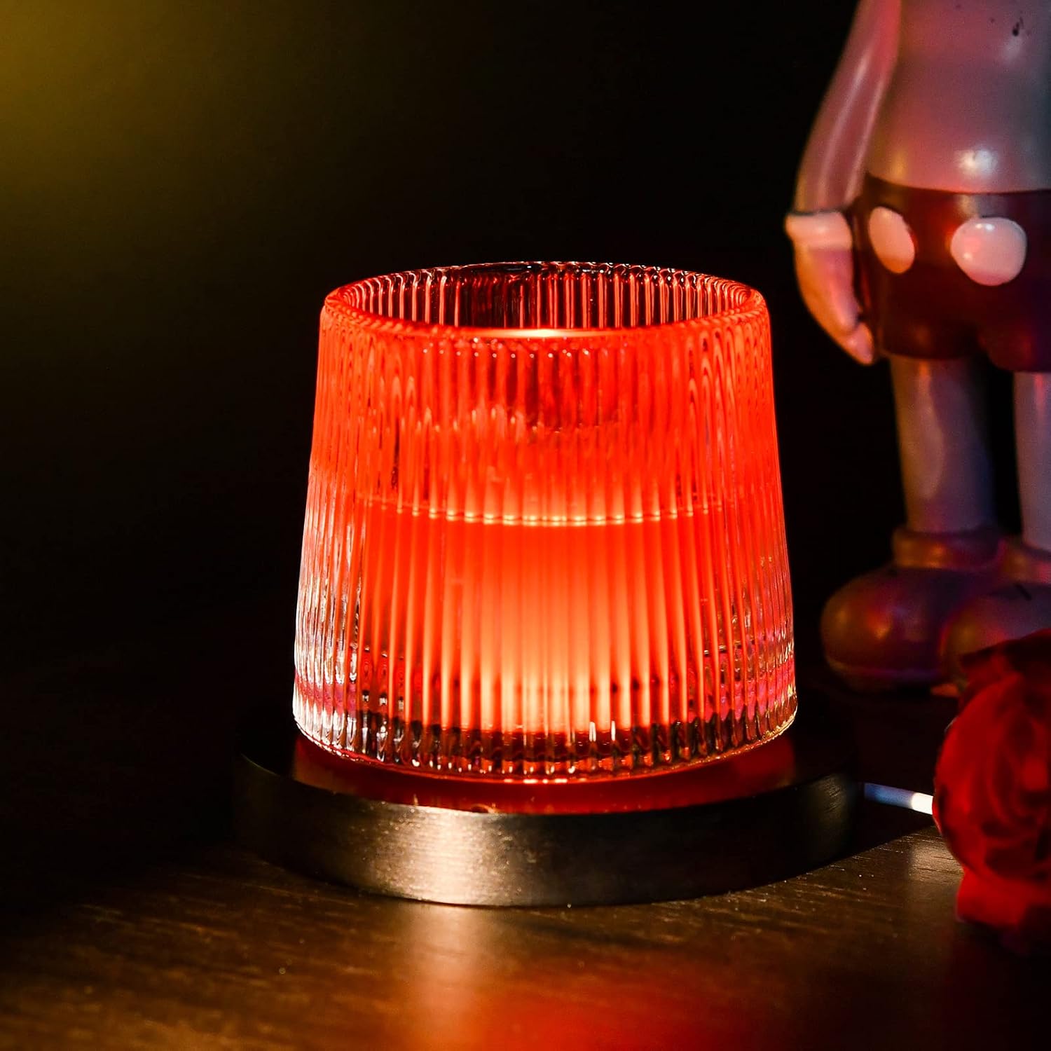 Wood LED Light Base for Crystal and Glass Art Display