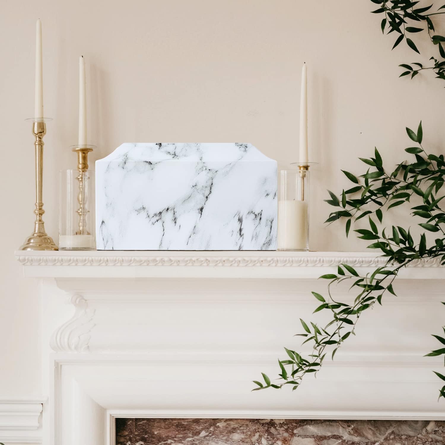 White Classic Cultured Marble Cremation Urn for Adult Ashes