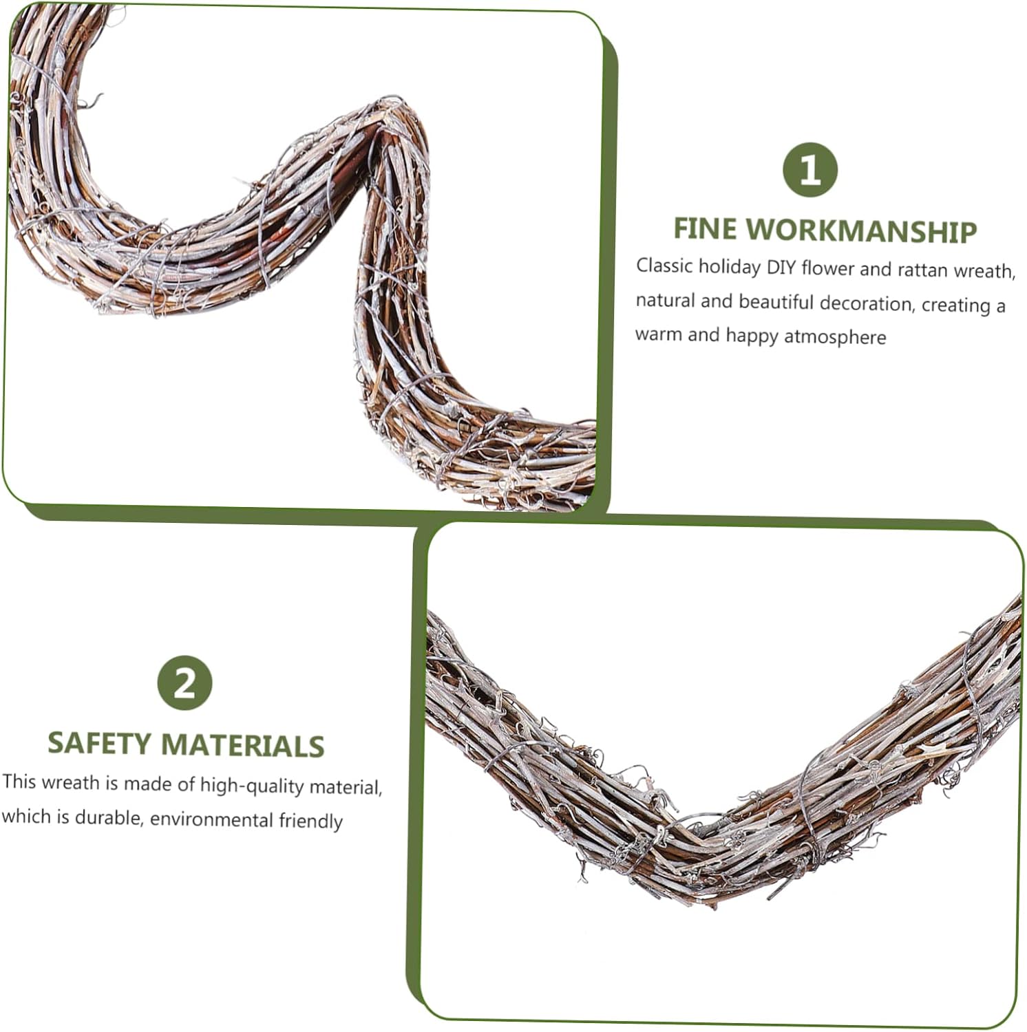 PRETYZOOM Rattan Heart-Shaped Door Wreath