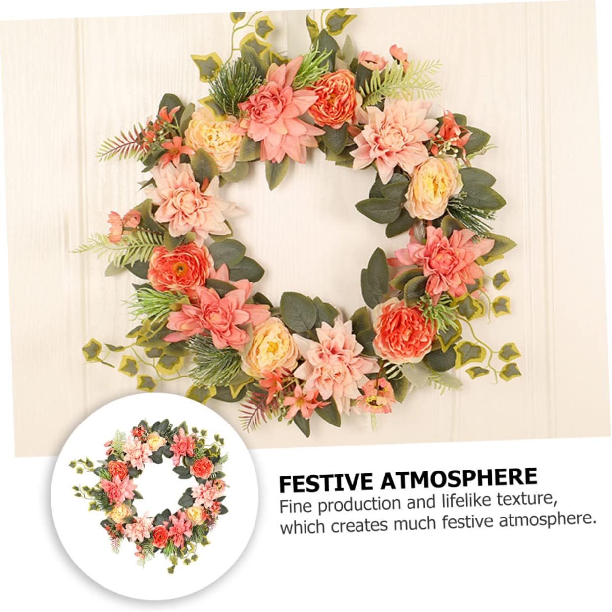 Eringogo Artificial Flower Garland Door Decor Spring Wreath