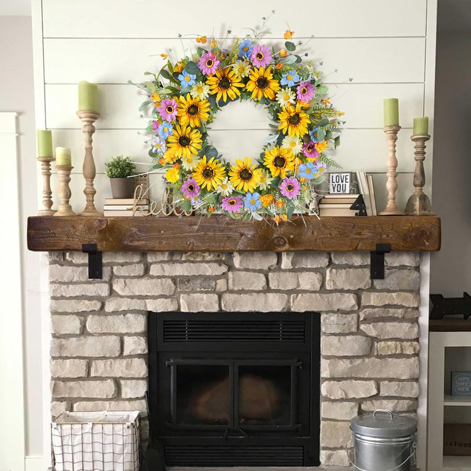 GTIDEA Summer Sunflower Wreath 22 Inch Decor