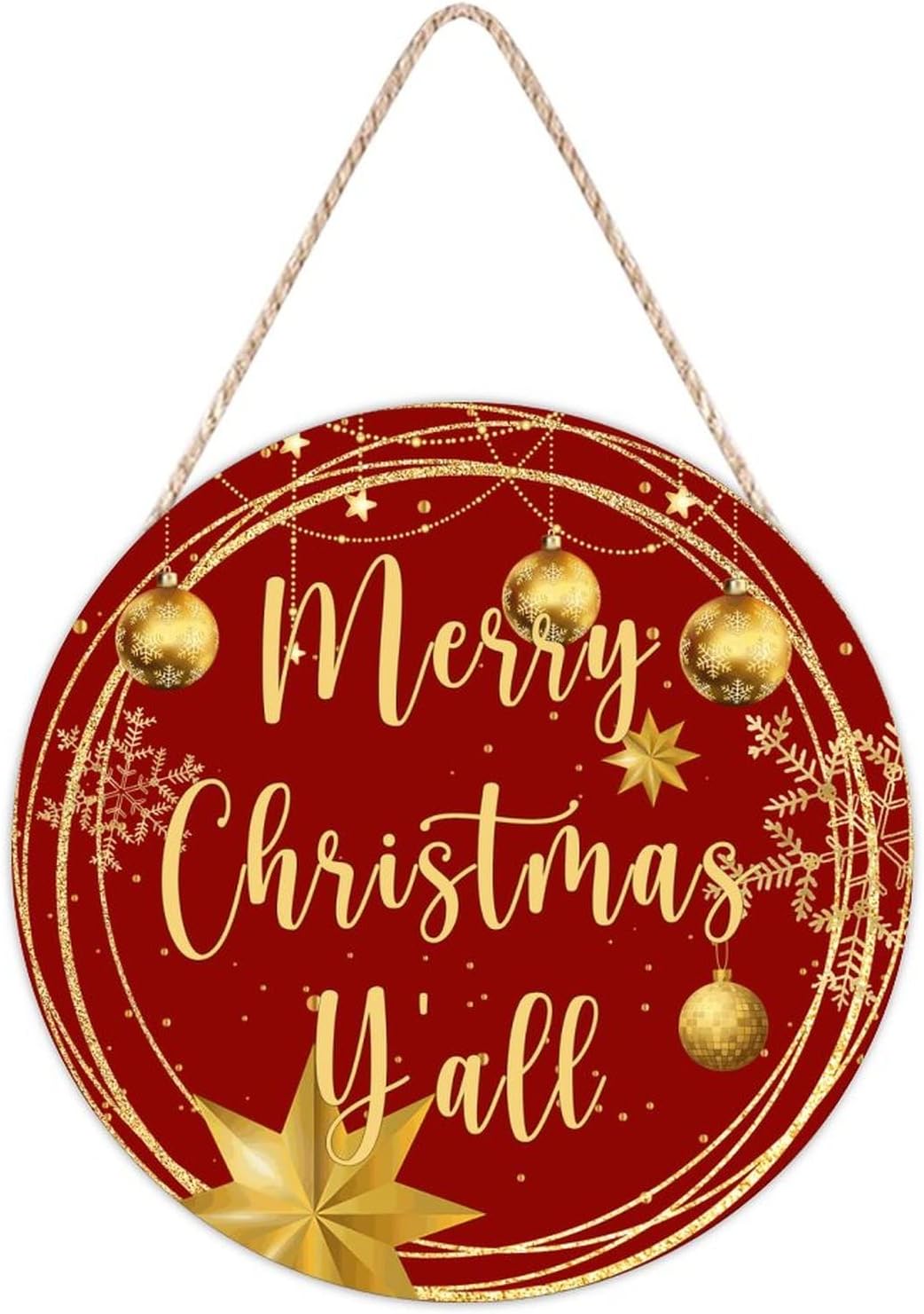 Christmas Gold Wreath Door Hanger Wood Sign 1