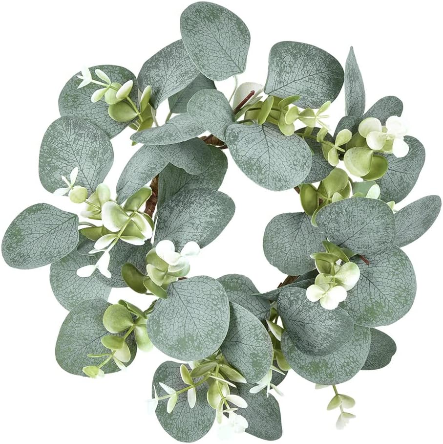 Artificial Eucalyptus Leaves Wreath 9 Inch Farmhouse Decor