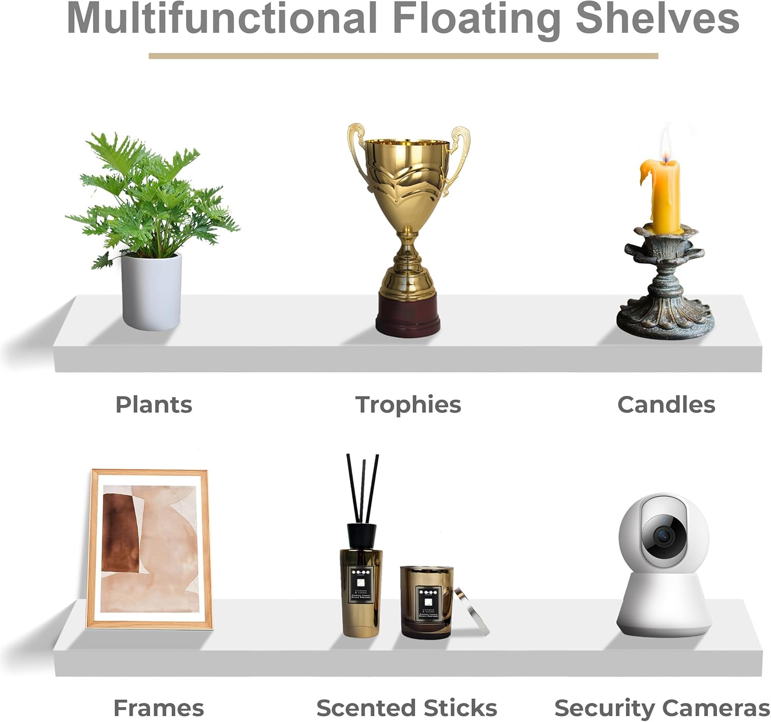 Sorbus Floating Shelves for Wall - 2 Pack White 35 Inch Long