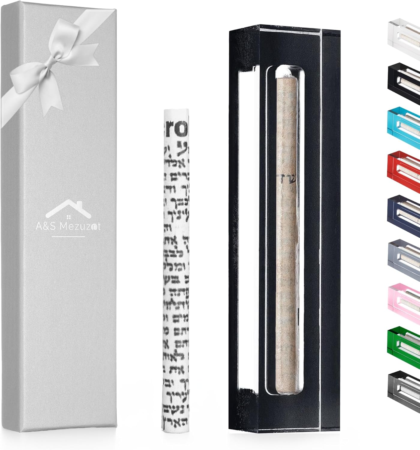 AS Mezuzah Acrylic Case for Door - Black 7 Inches