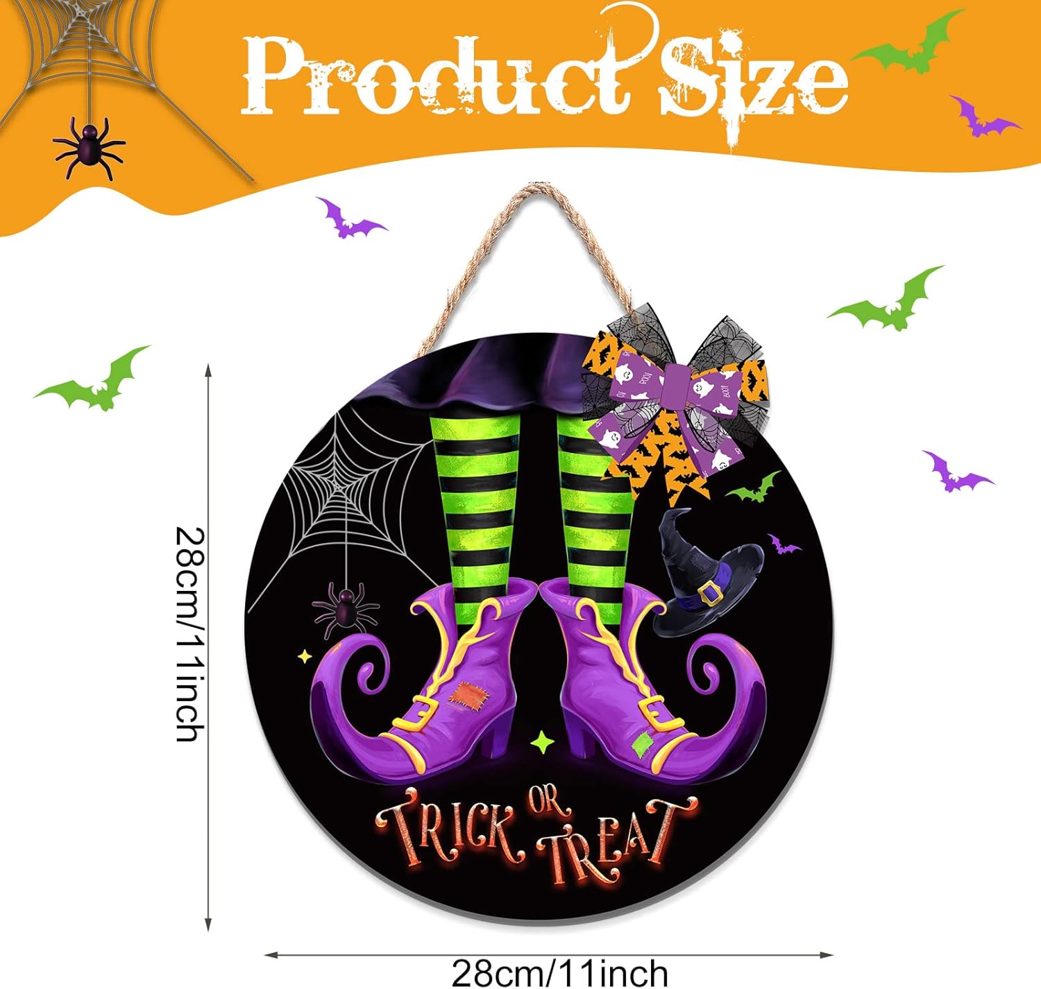 Capoda Halloween Witch Door Sign with Bow