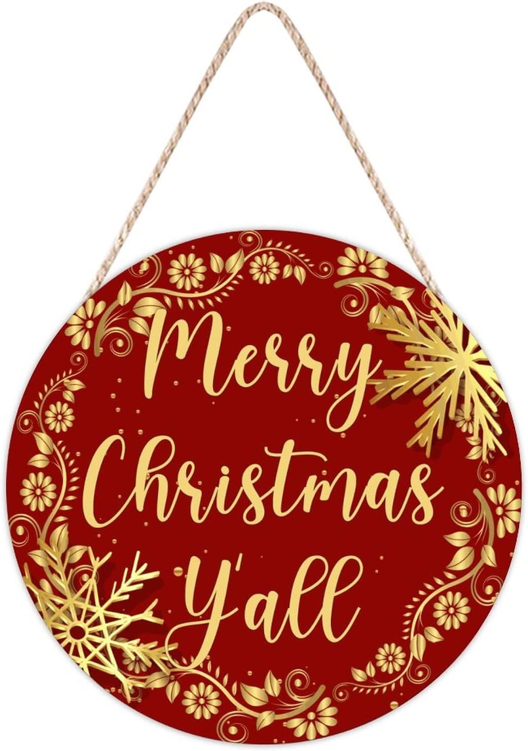 Farmhouse Front Door Hanger Christmas Gold Wreath Decoration 1