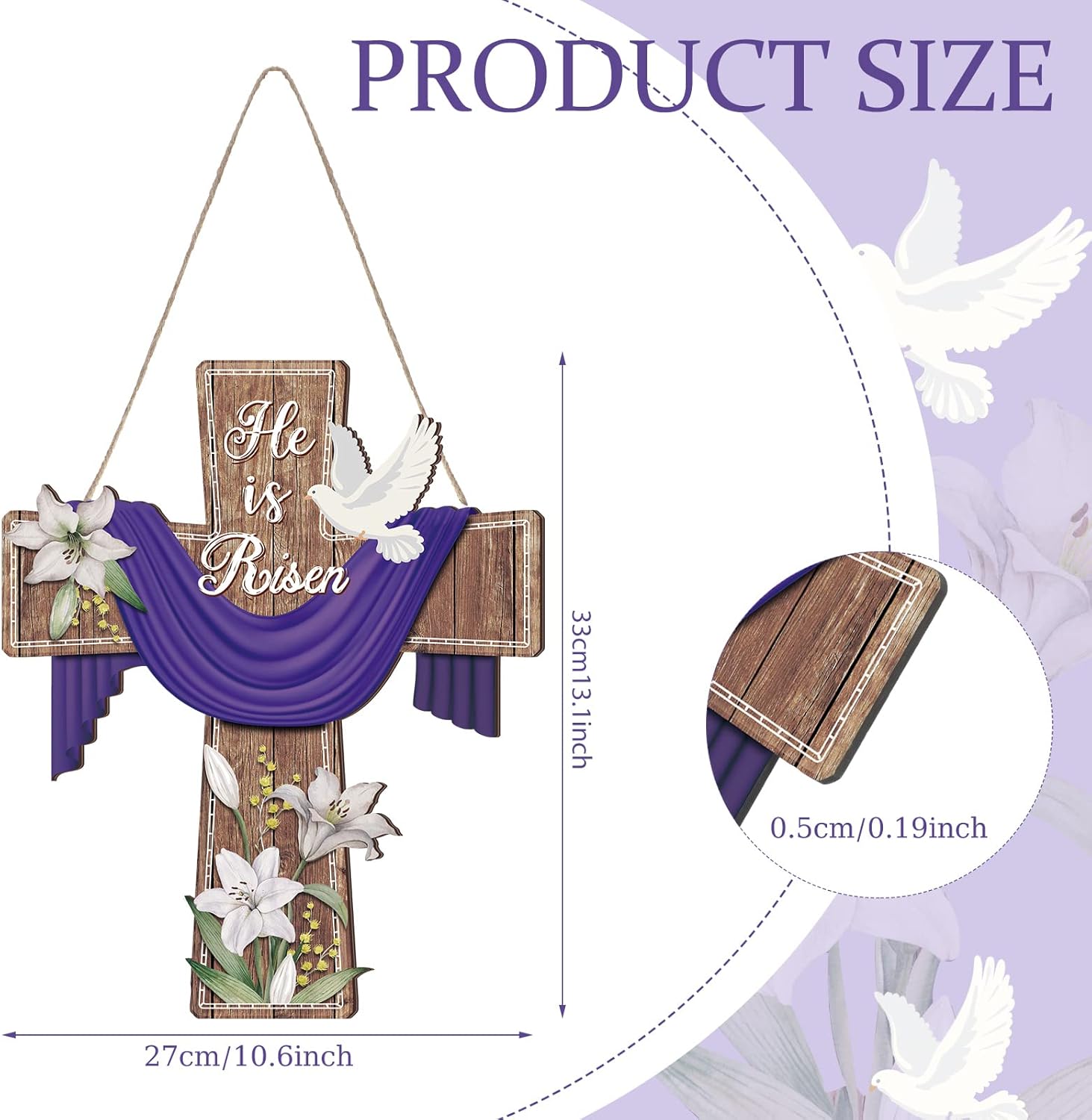 BBTO Easter Door Sign He Is Risen Hanging Decor