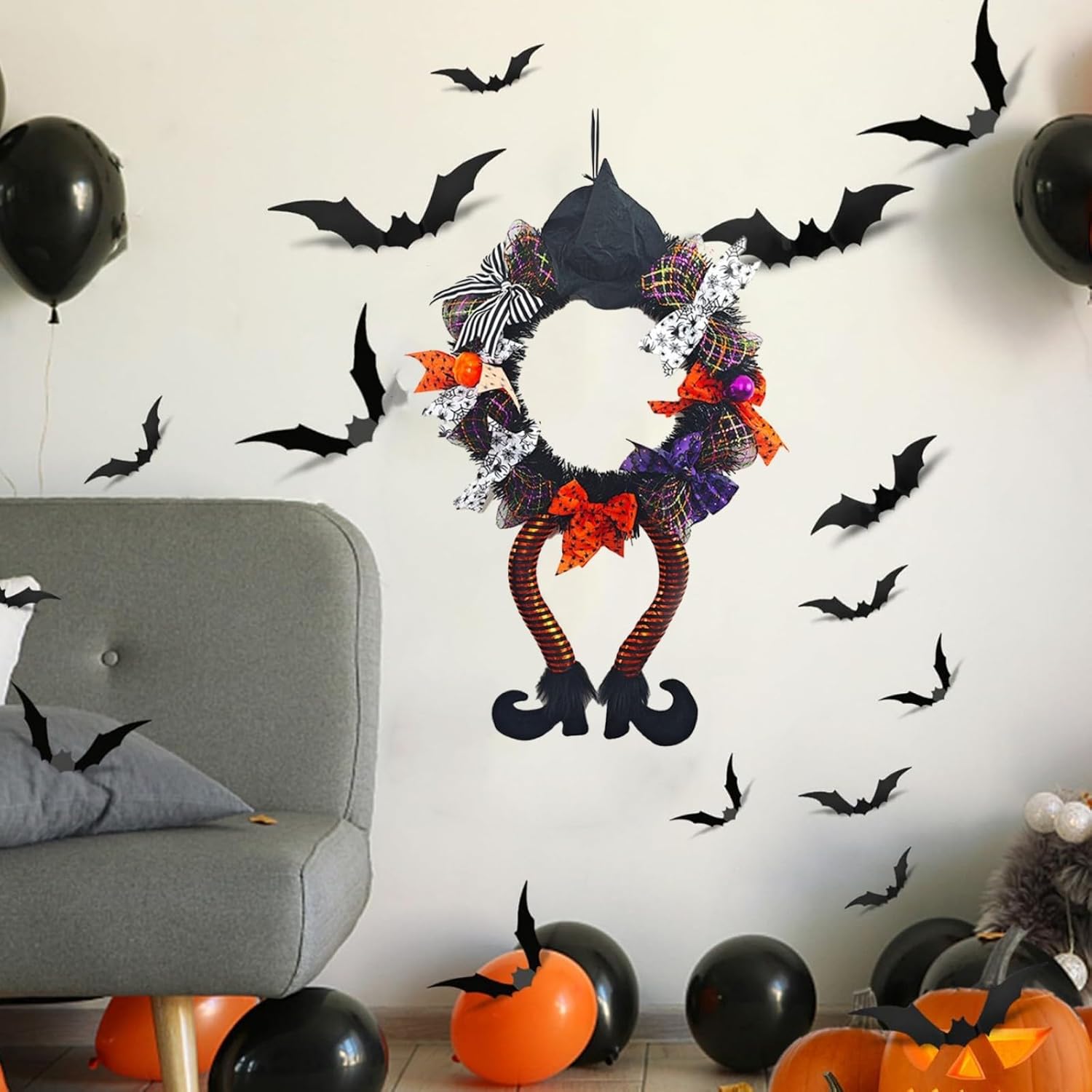 25 Inch Halloween Witch Wreath Door Decor