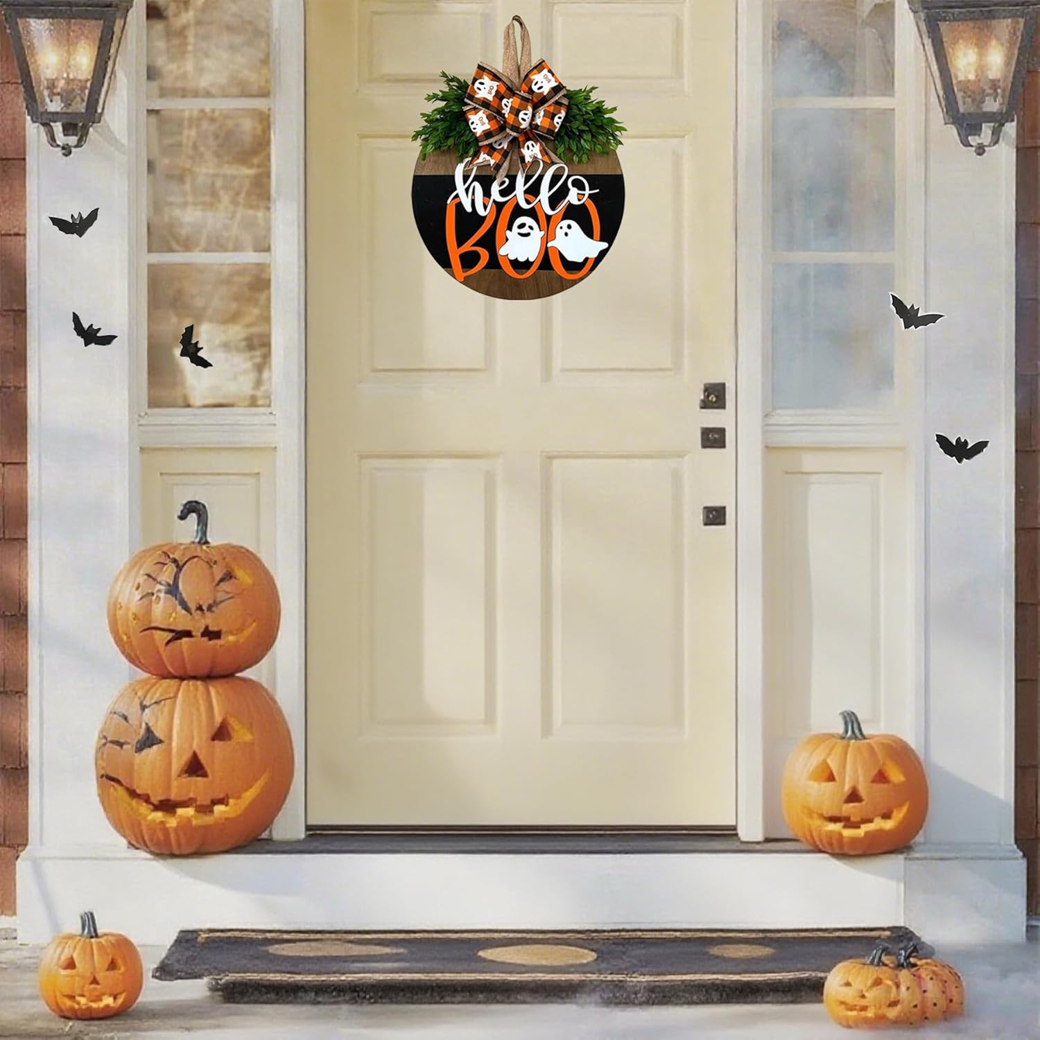 Cute Halloween Ghost Welcome Wreath Door Hanger