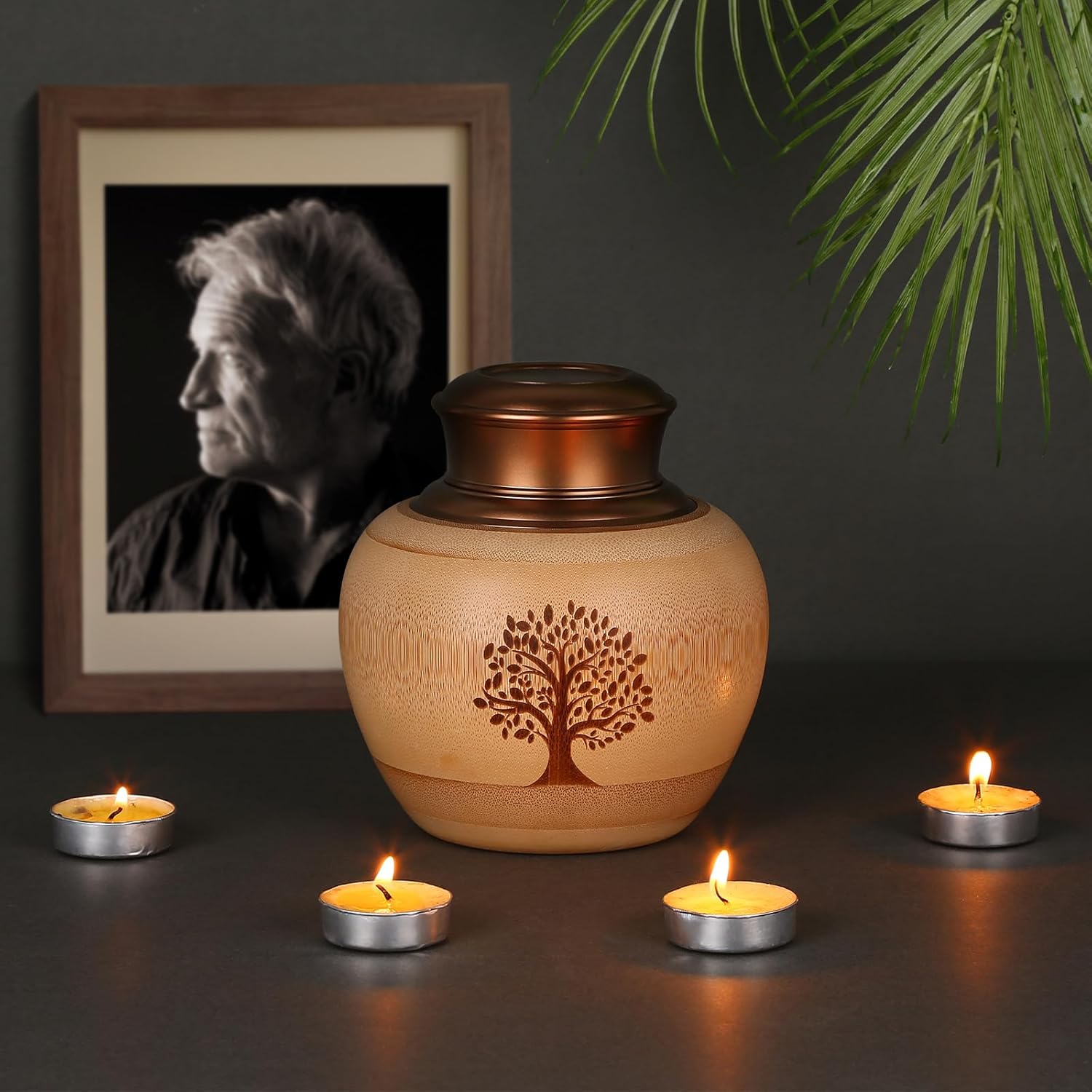Elegant Bamboo Urn for Human Ashes Medium Capacity