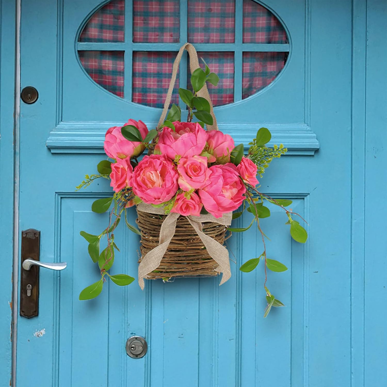 Asodomo Pink Peony Flower Wreath Door Decor