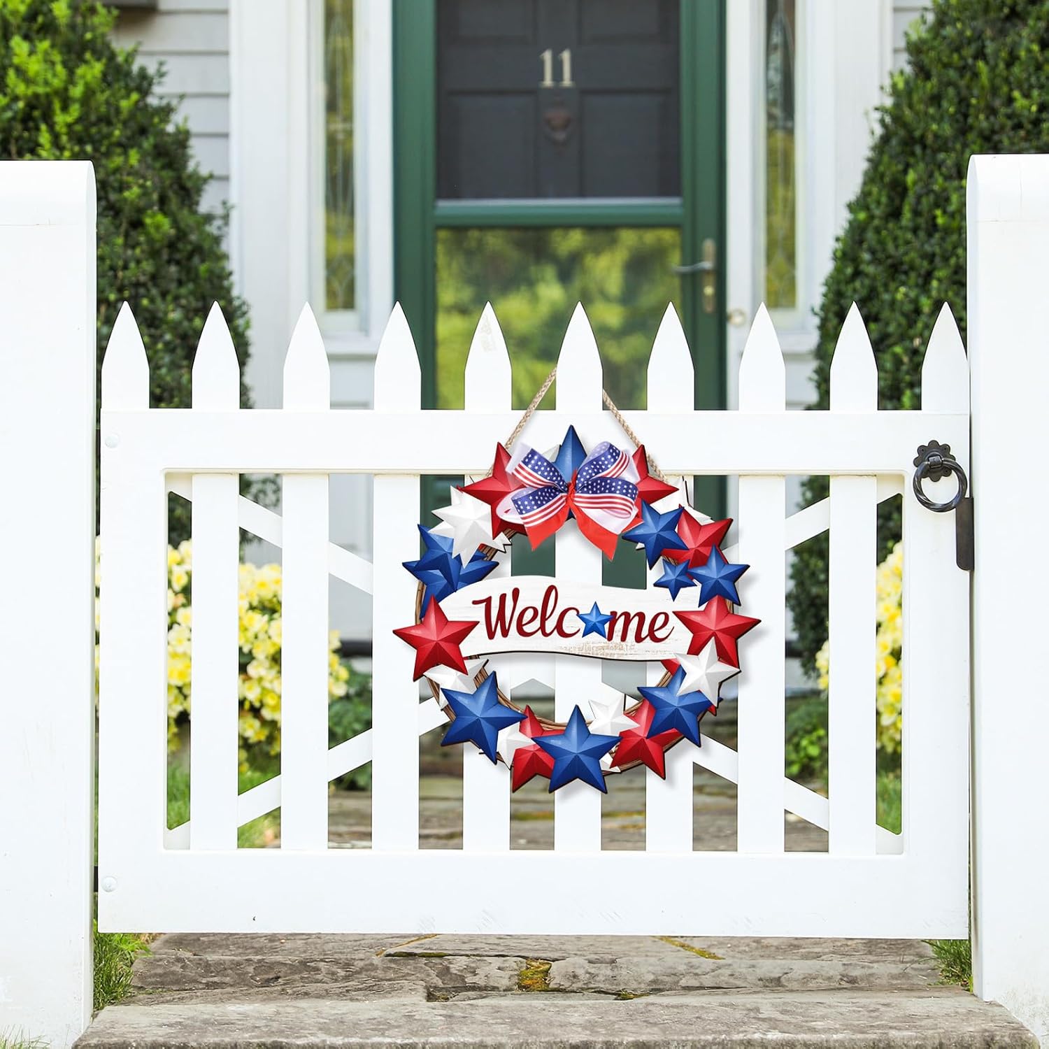 COLOR VALLEY ART Patriotic Wreath Welcome Sign