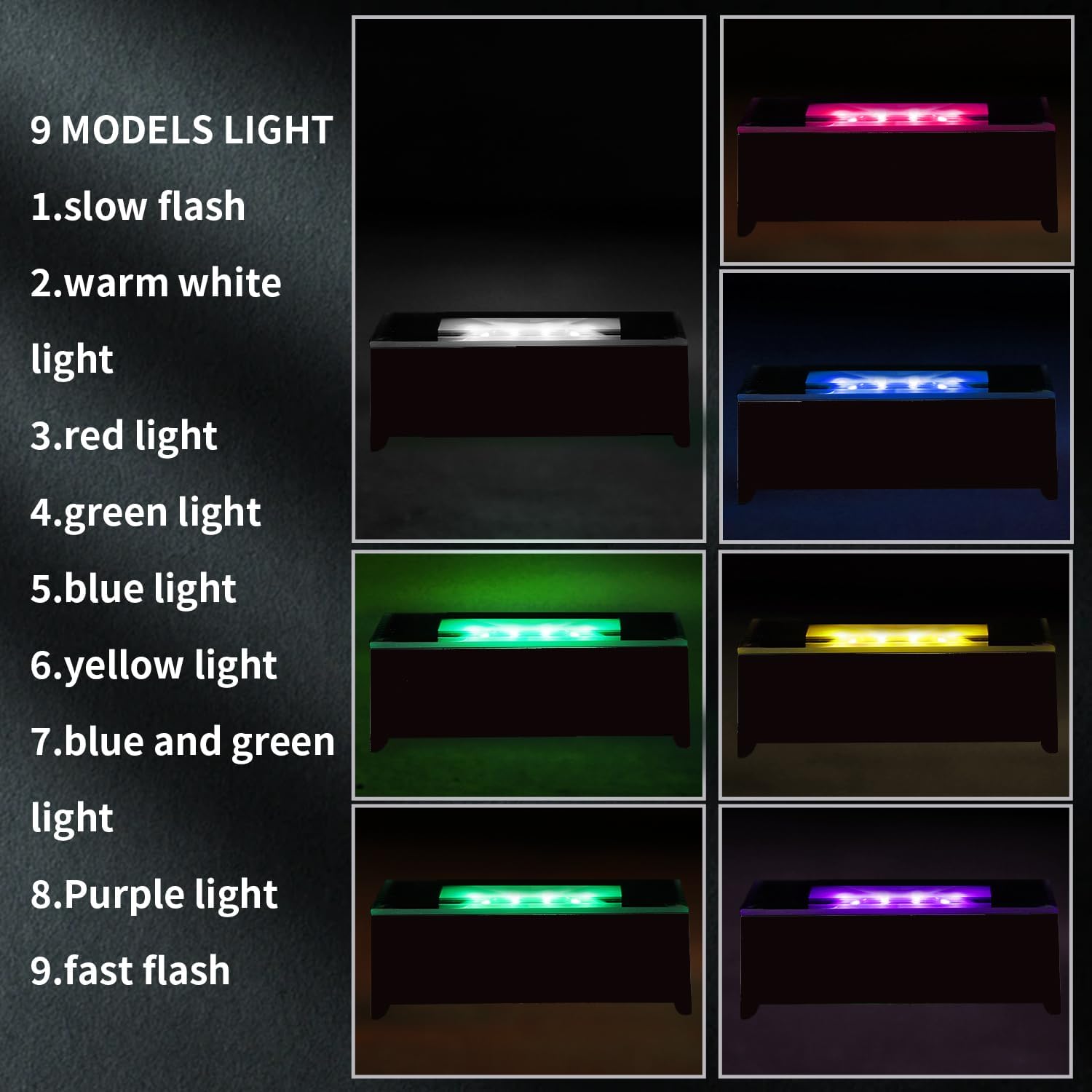 LED Light Base with 9 Models Black KB111