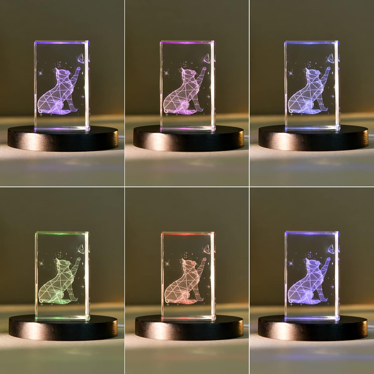 Wood LED Light Base for Crystal and Glass Art Display