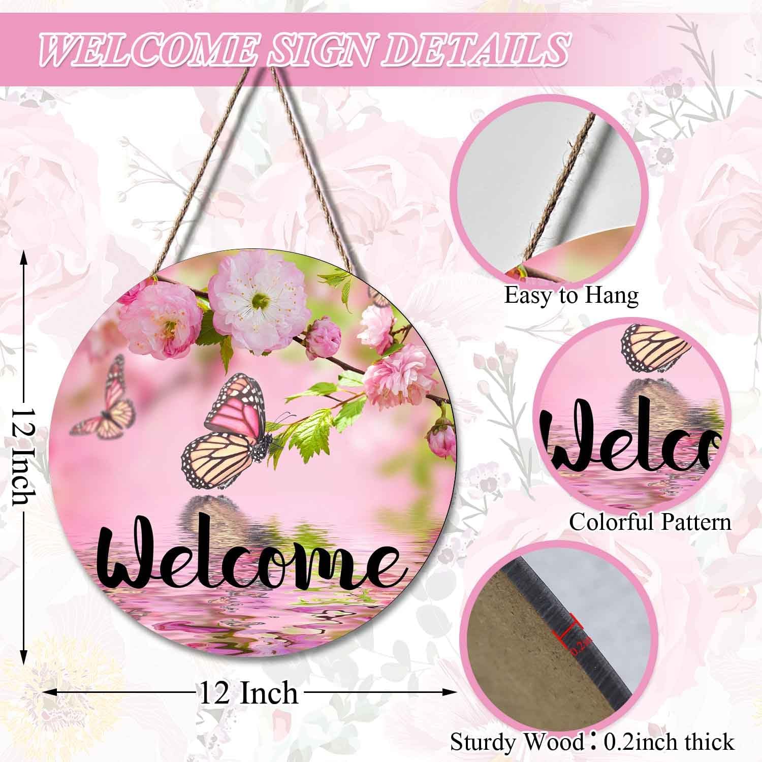 Welcome Butterfly Door Wreath Sign Front Door Decor