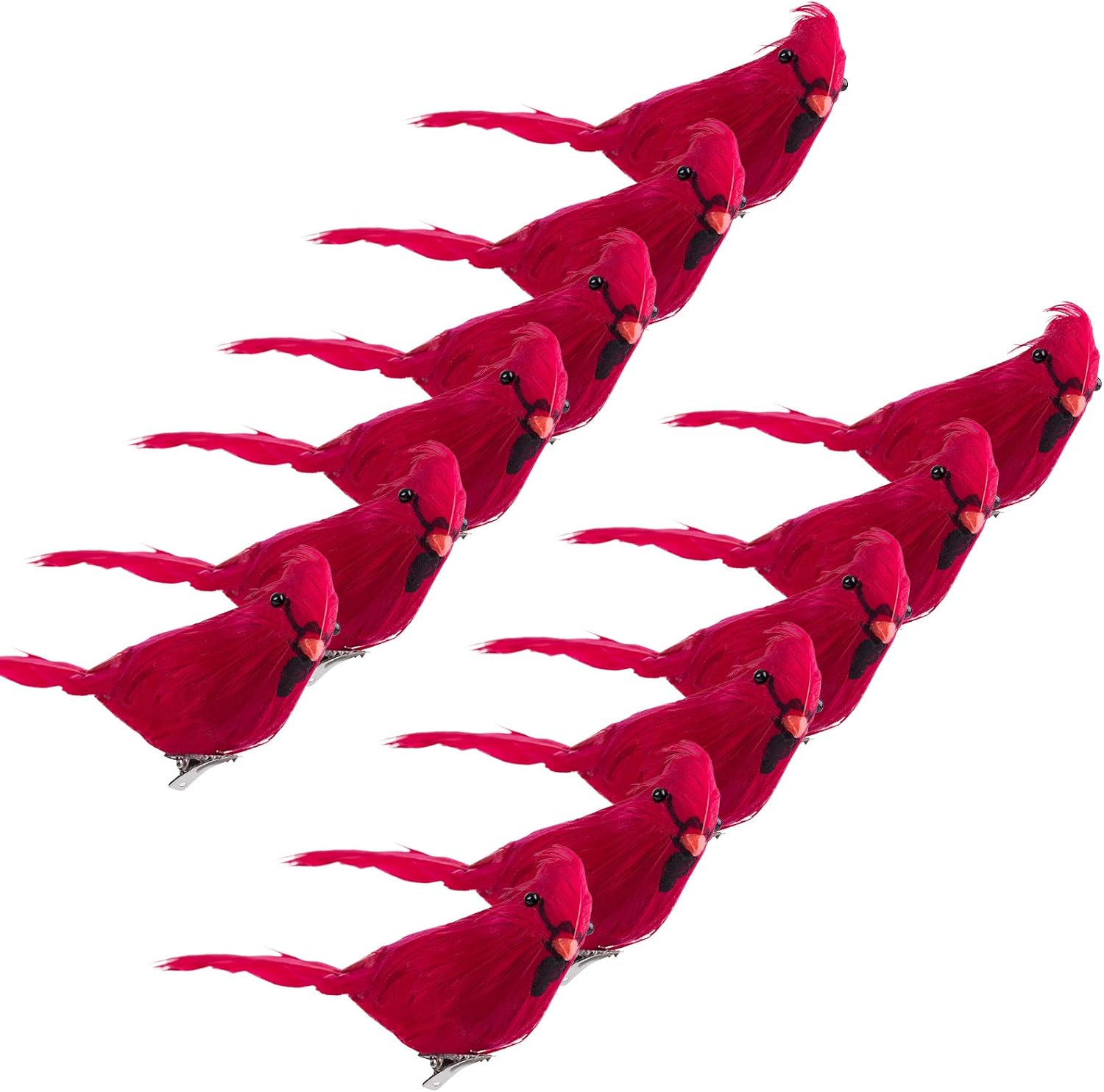 Ogrmar 12 Pack Red Birds Clip On Christmas Tree Decorations