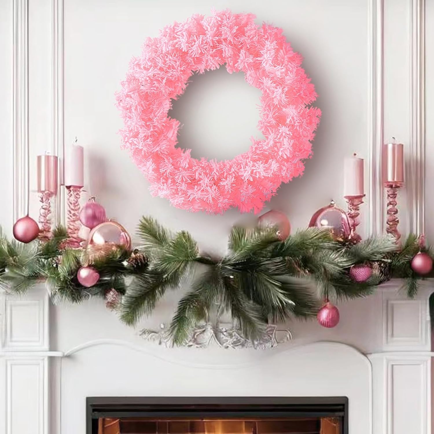 Light Pink Fir Artificial Christmas Wreath