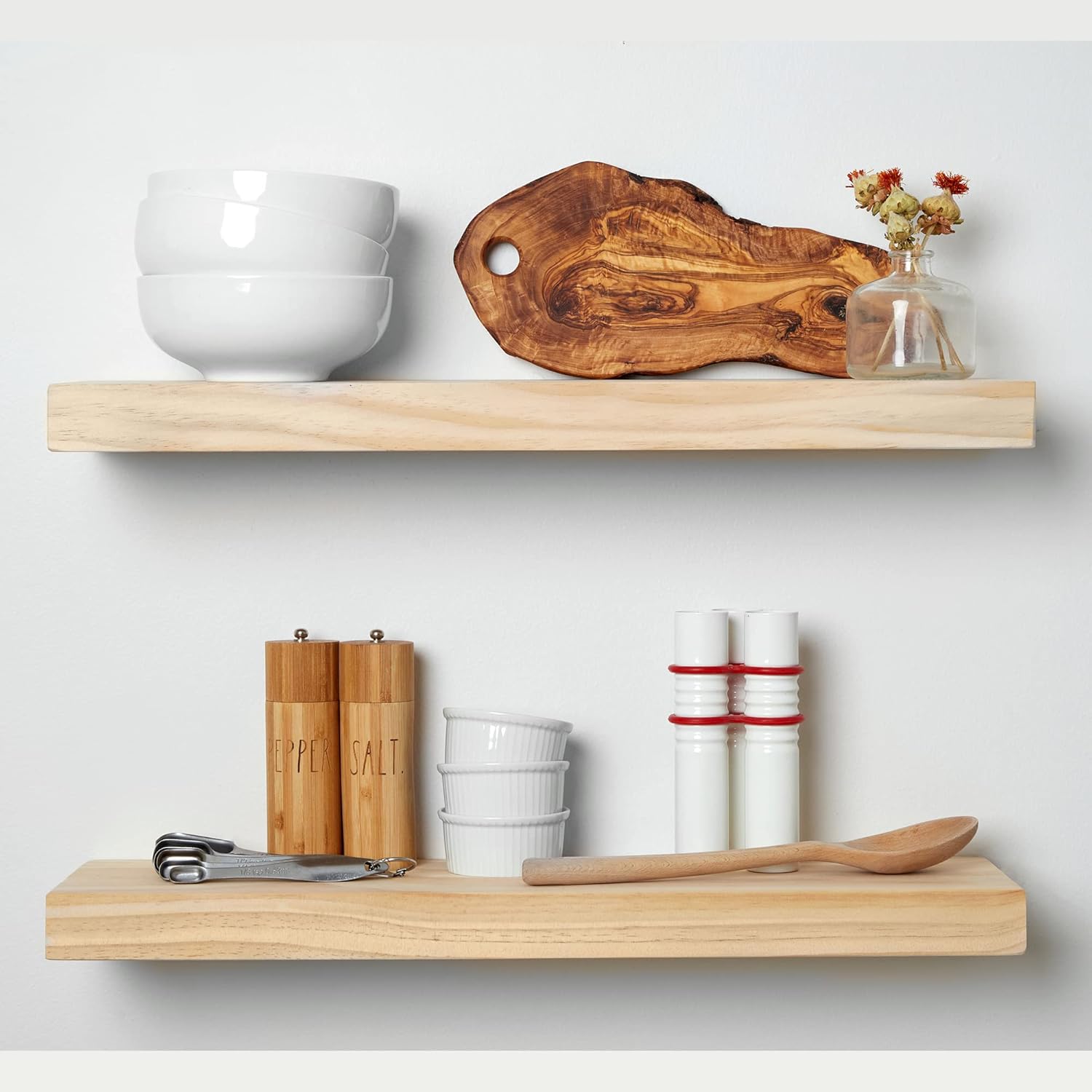 Homeforia 24 Inch Wood Floating Shelves Set of 2