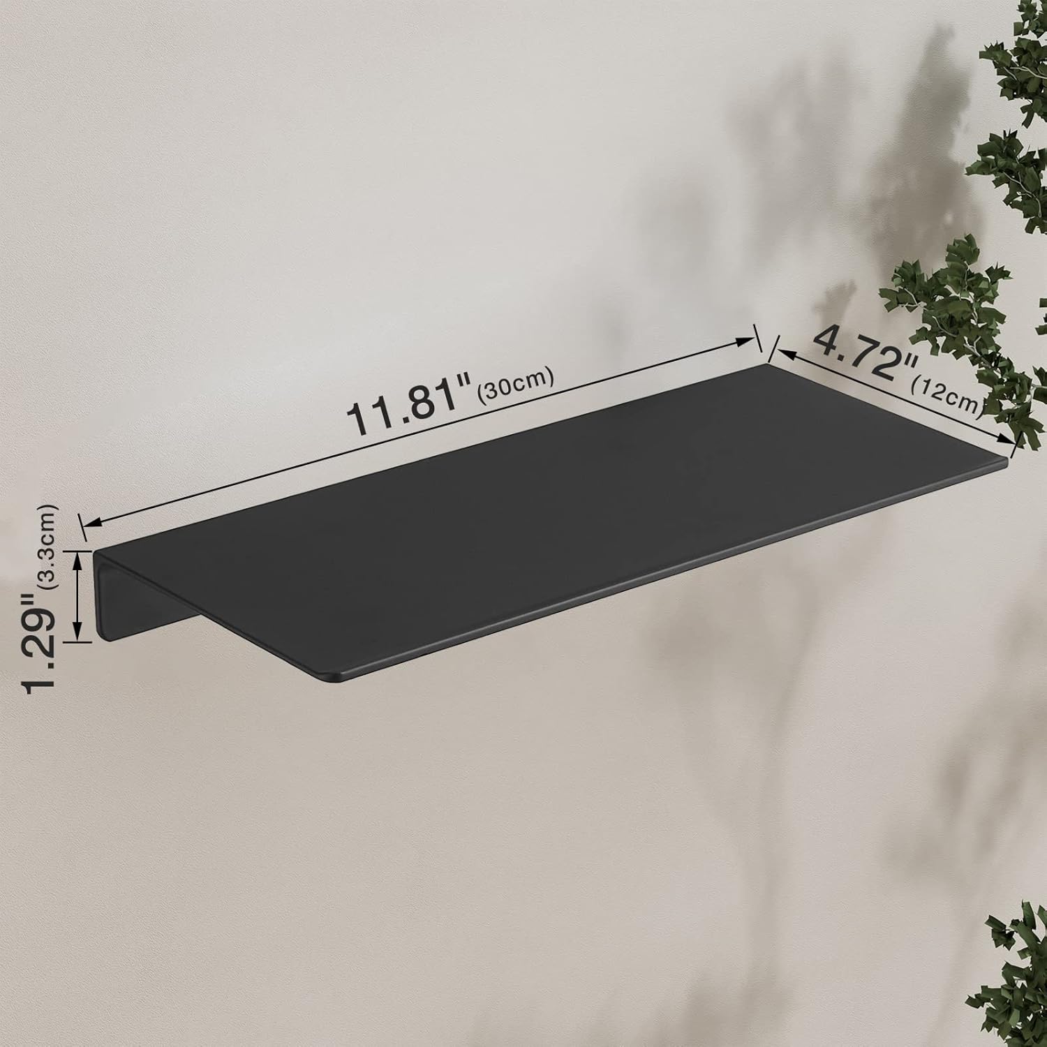 JOOM Metal Floating Shelf 12 Black for Wall Storage