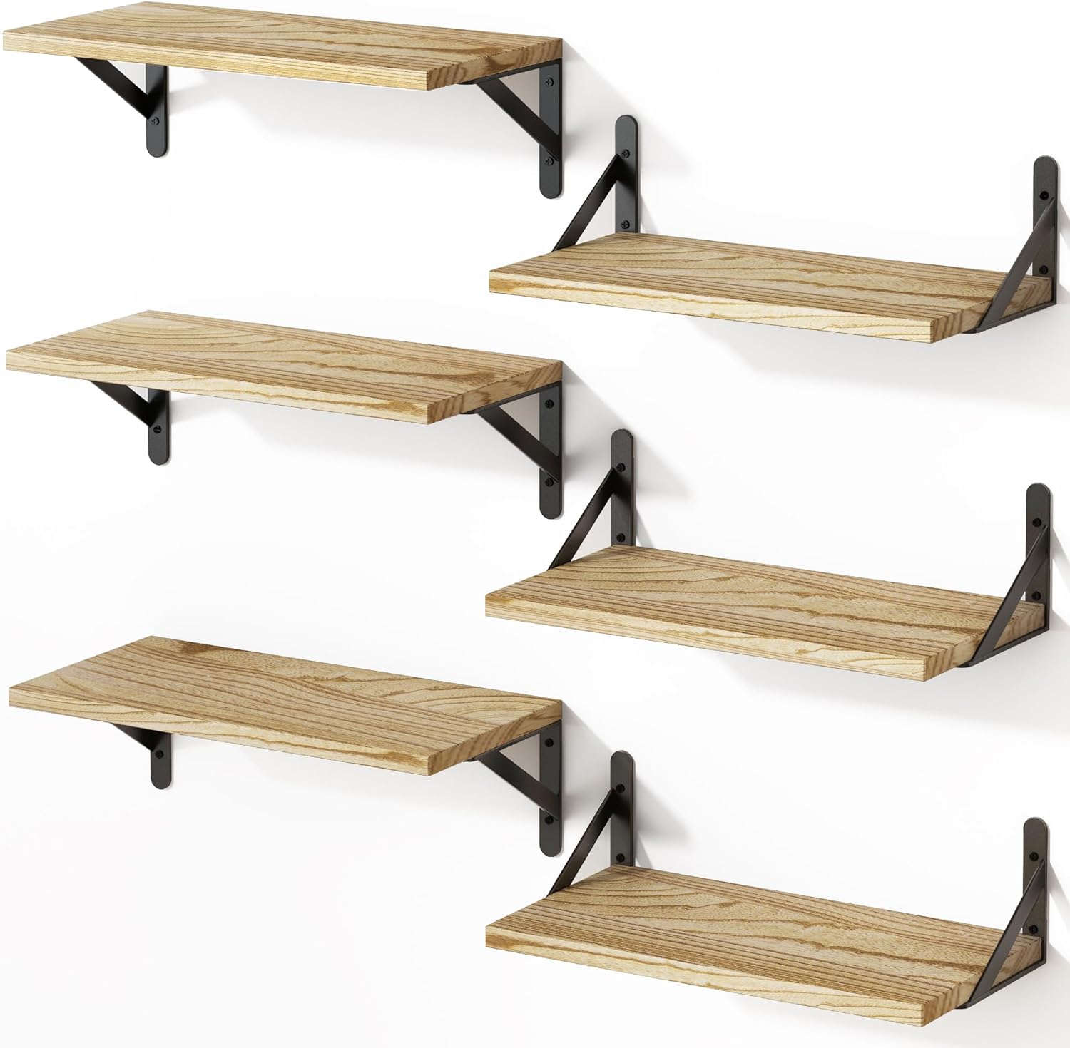 YGEOMER 165 Inch Floating Shelves Set of 6 Light Brown 1