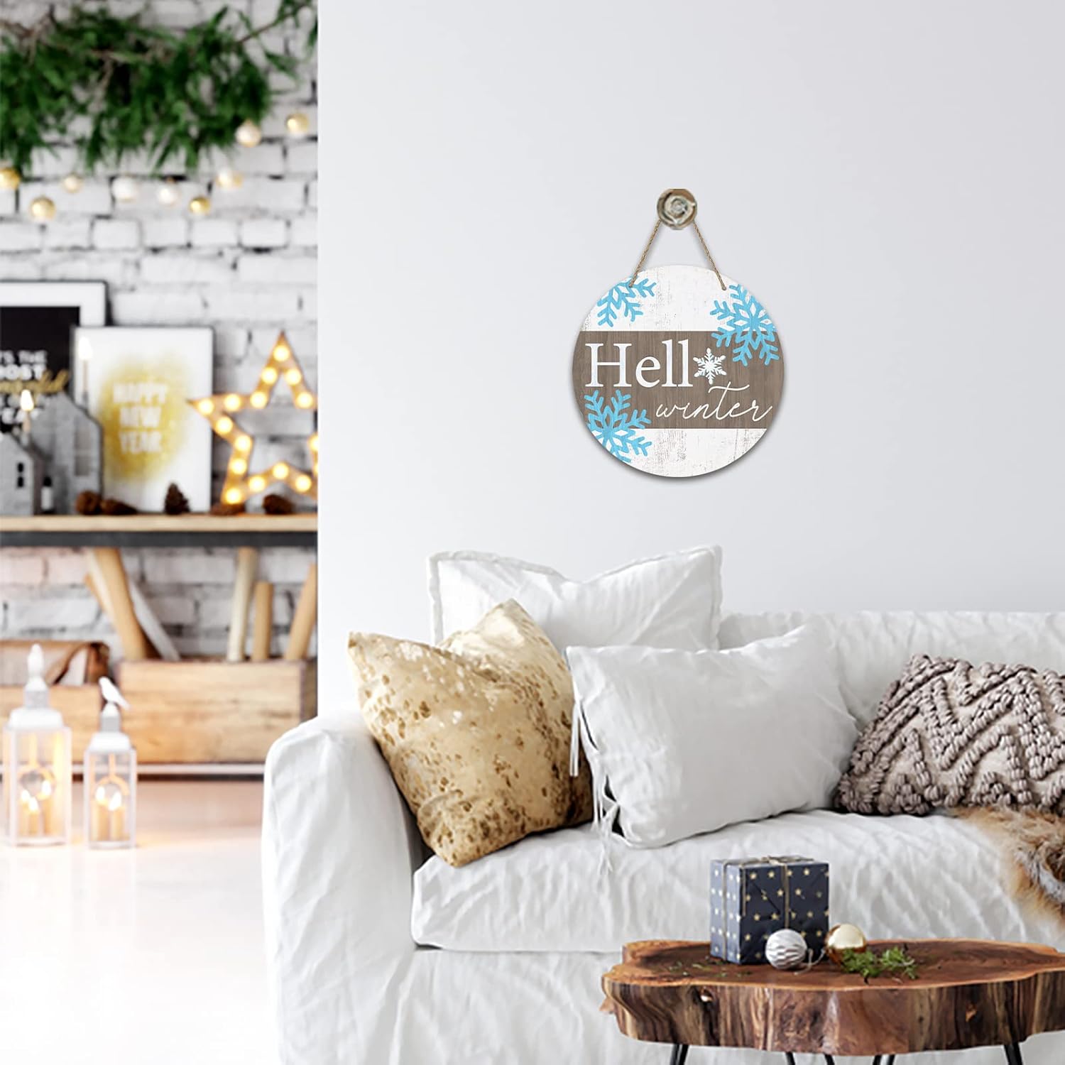 Deroro Hello Winter Front Door Sign Decor