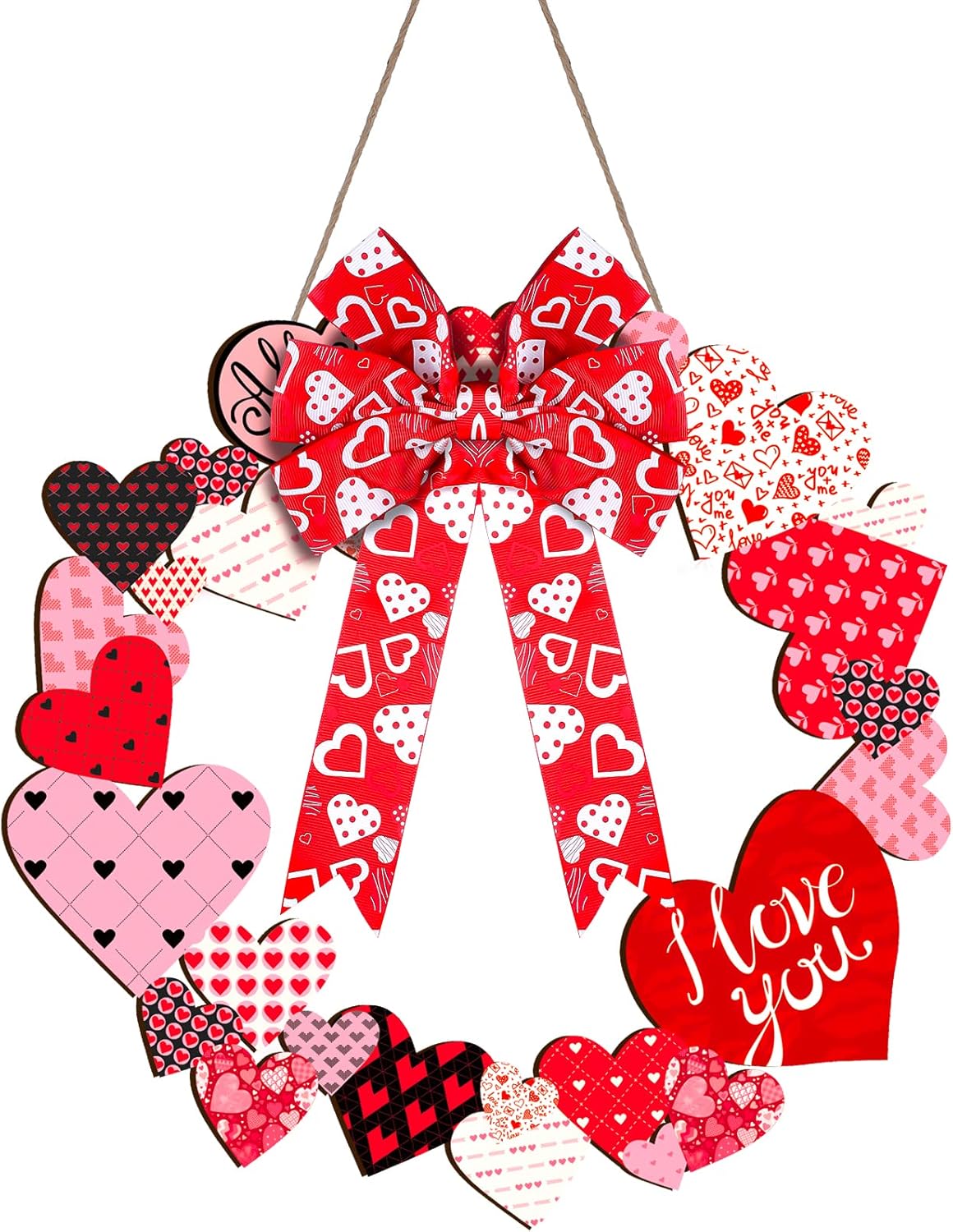 Yalikop Spring Heart Wreath Door Hanging Sign