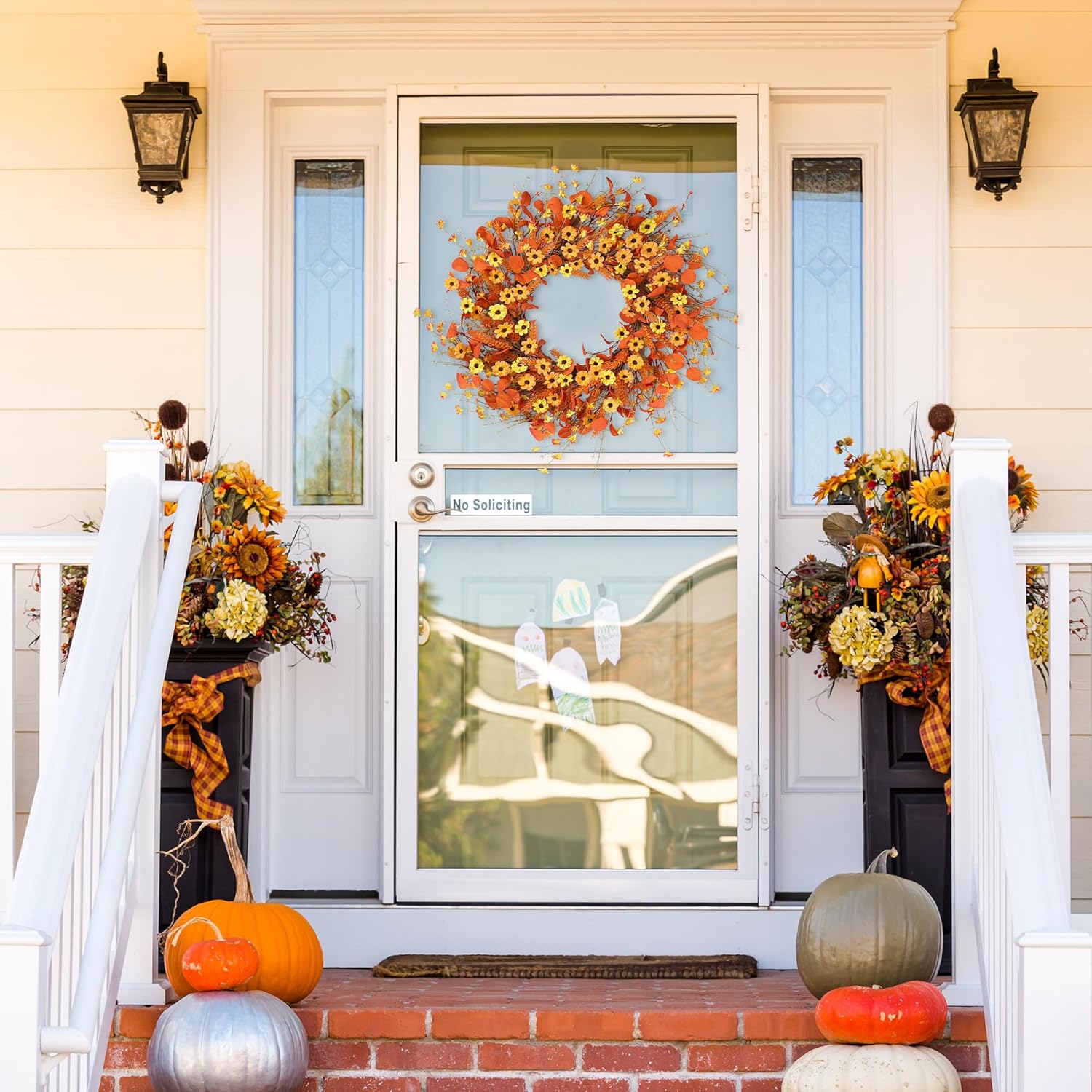 Autumn Harvest Wreath 24 Fall Daisy Door Decor