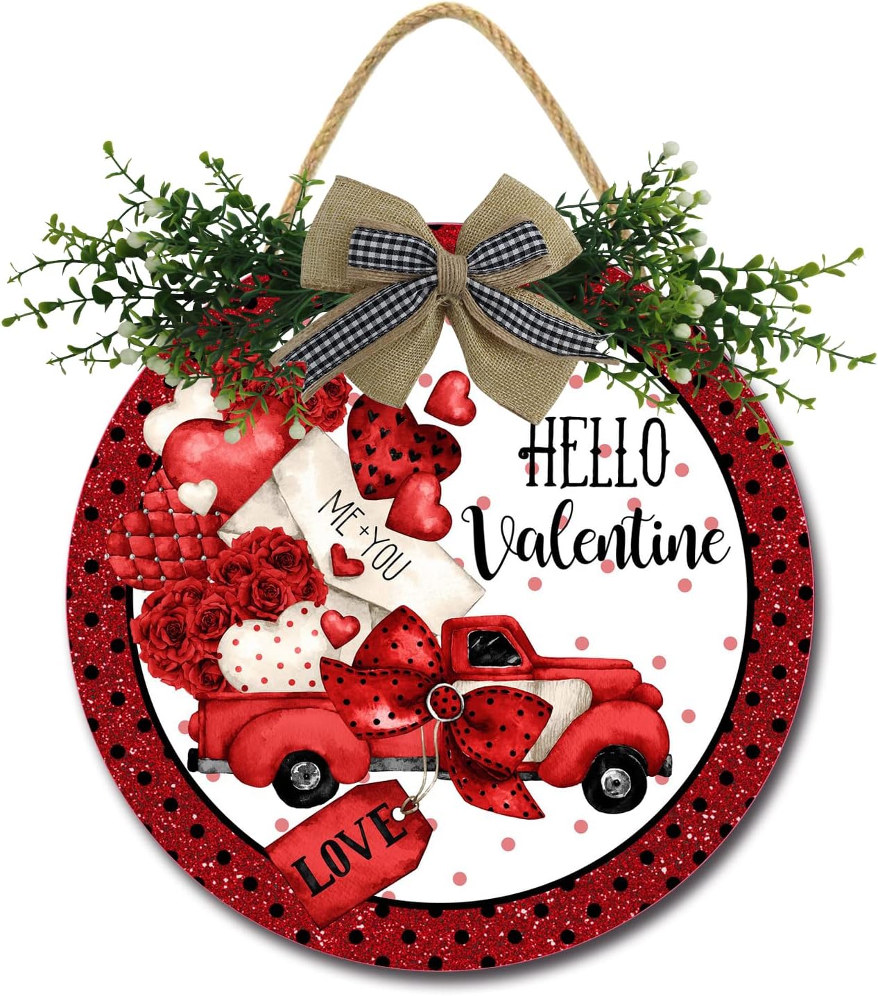 Hello Valentine Wooden Front Door Sign 11 Inches