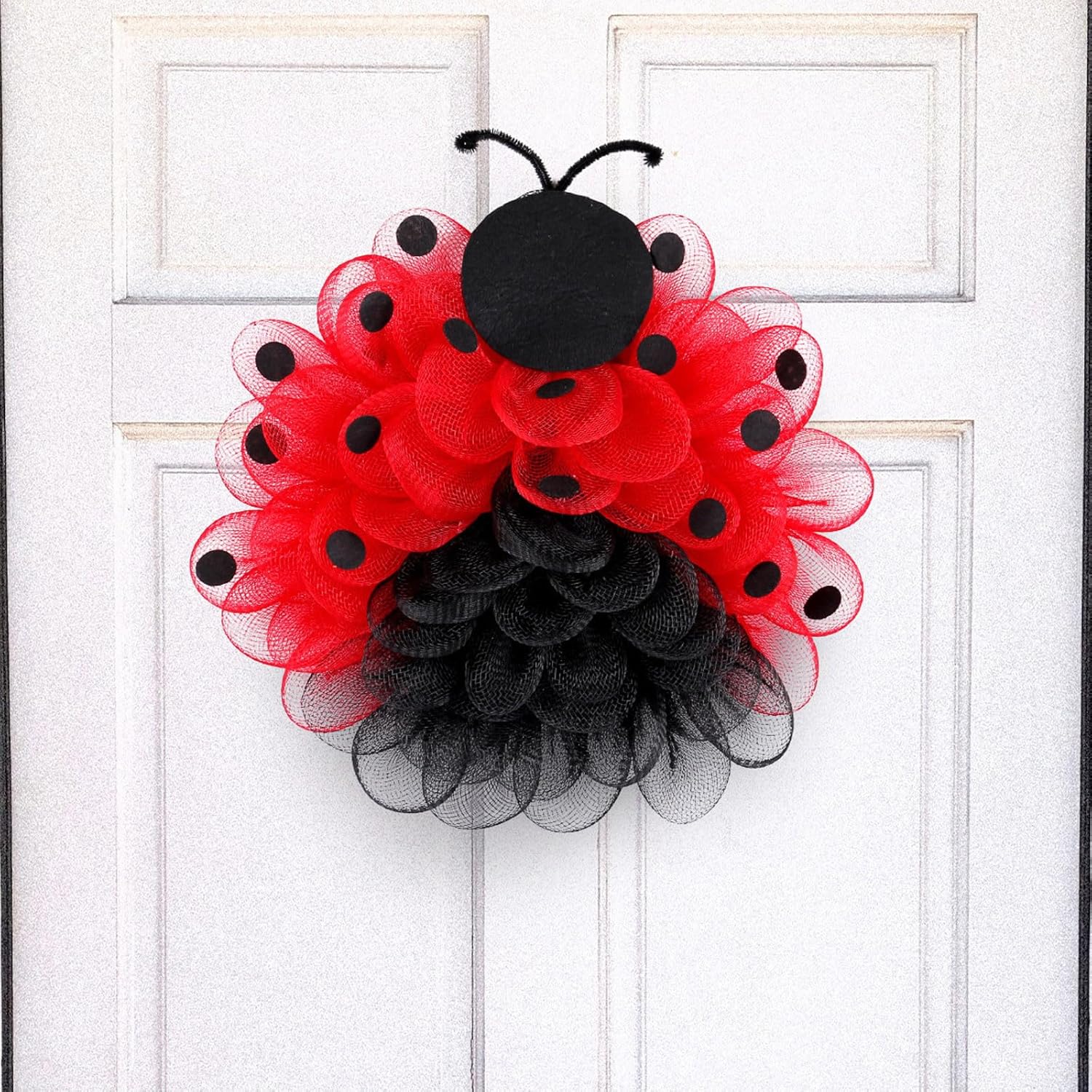 1496 Inch Ladybug Mesh Door Wreath Red Black