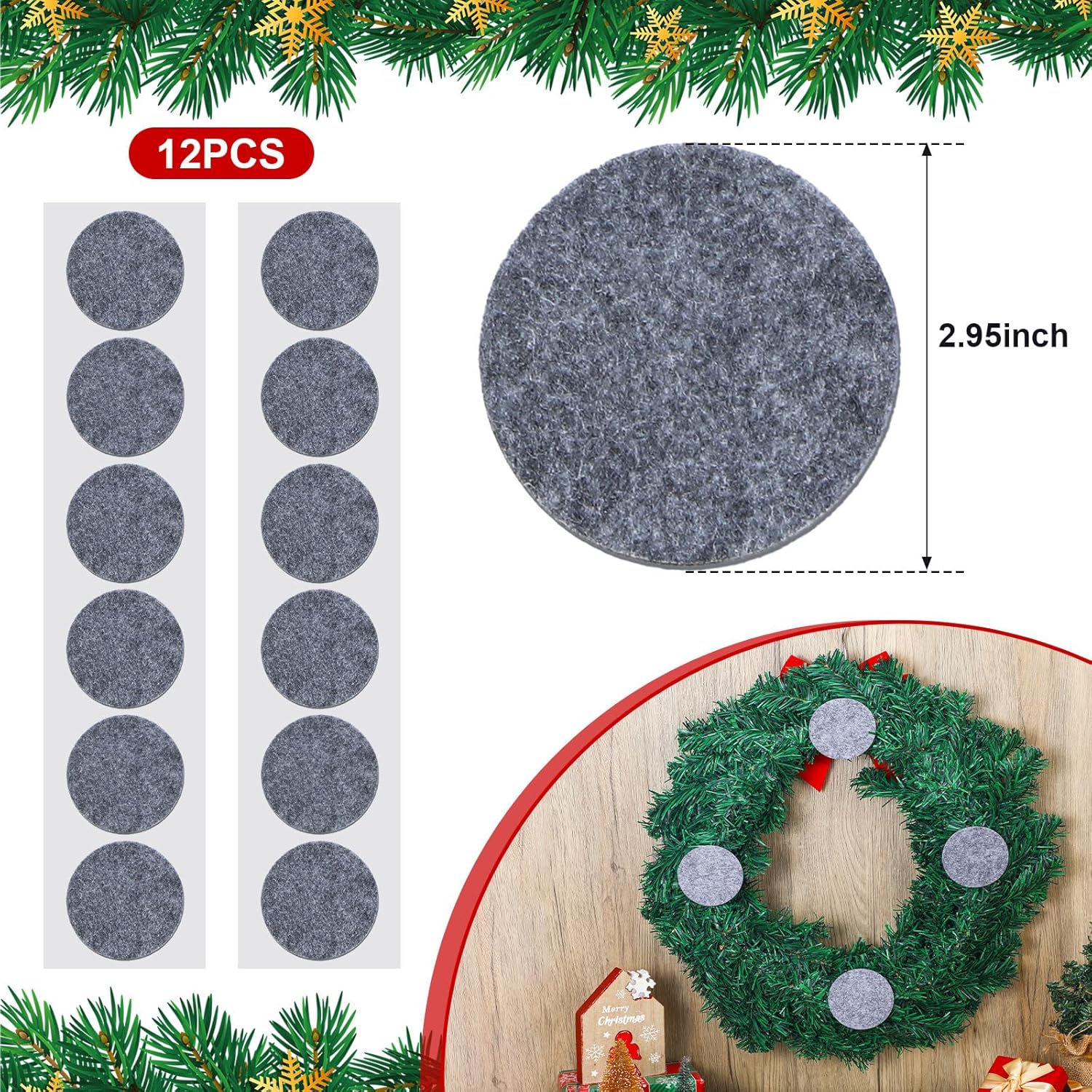12 Pcs Grey Felt Door Wreath Pad Protector